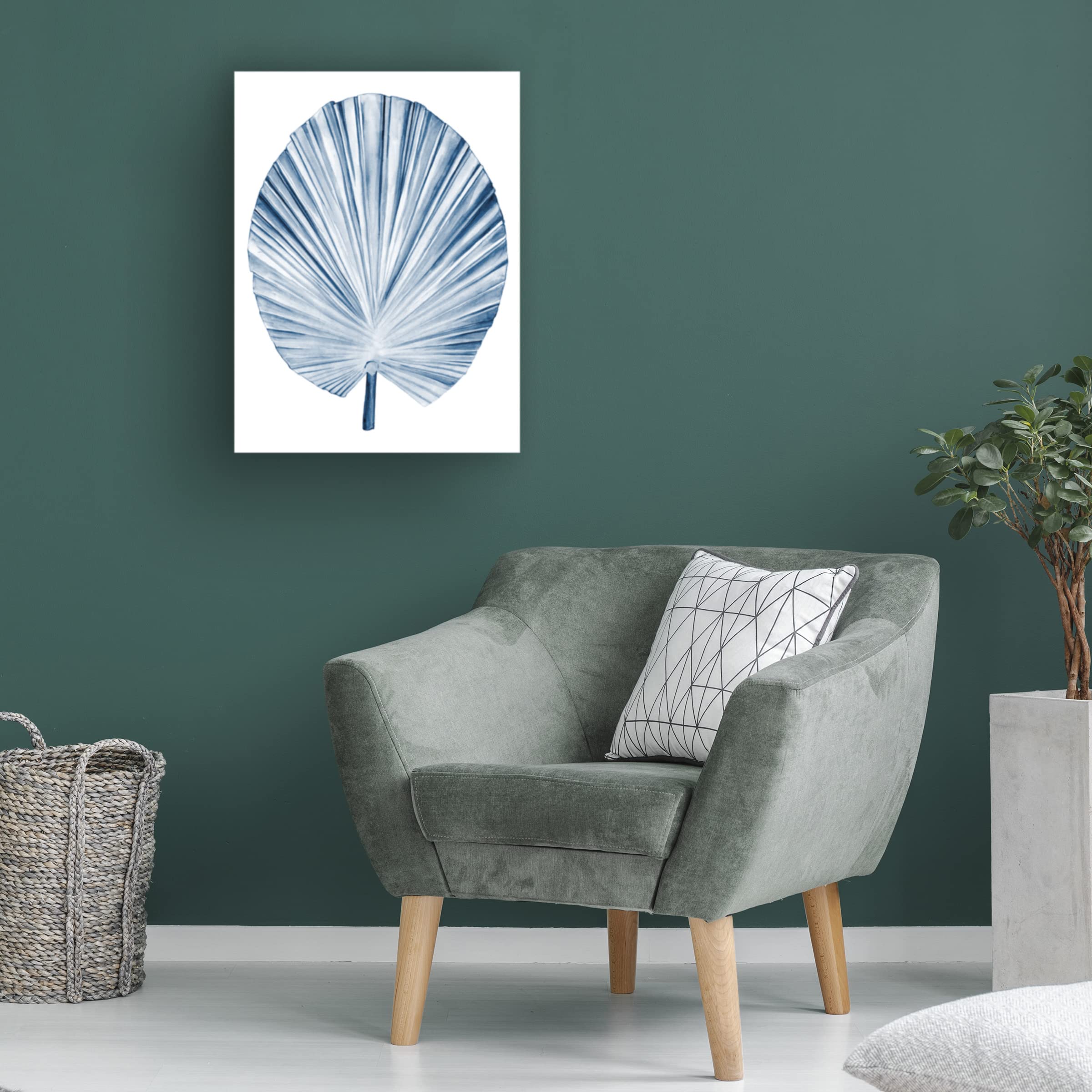 Trademark Fine Art 'Indigo Tropical Leaves IV' Canvas Wall Art Print by Megan Meagher - Modern Botanical Decor for Living Room, Bedroom & Office