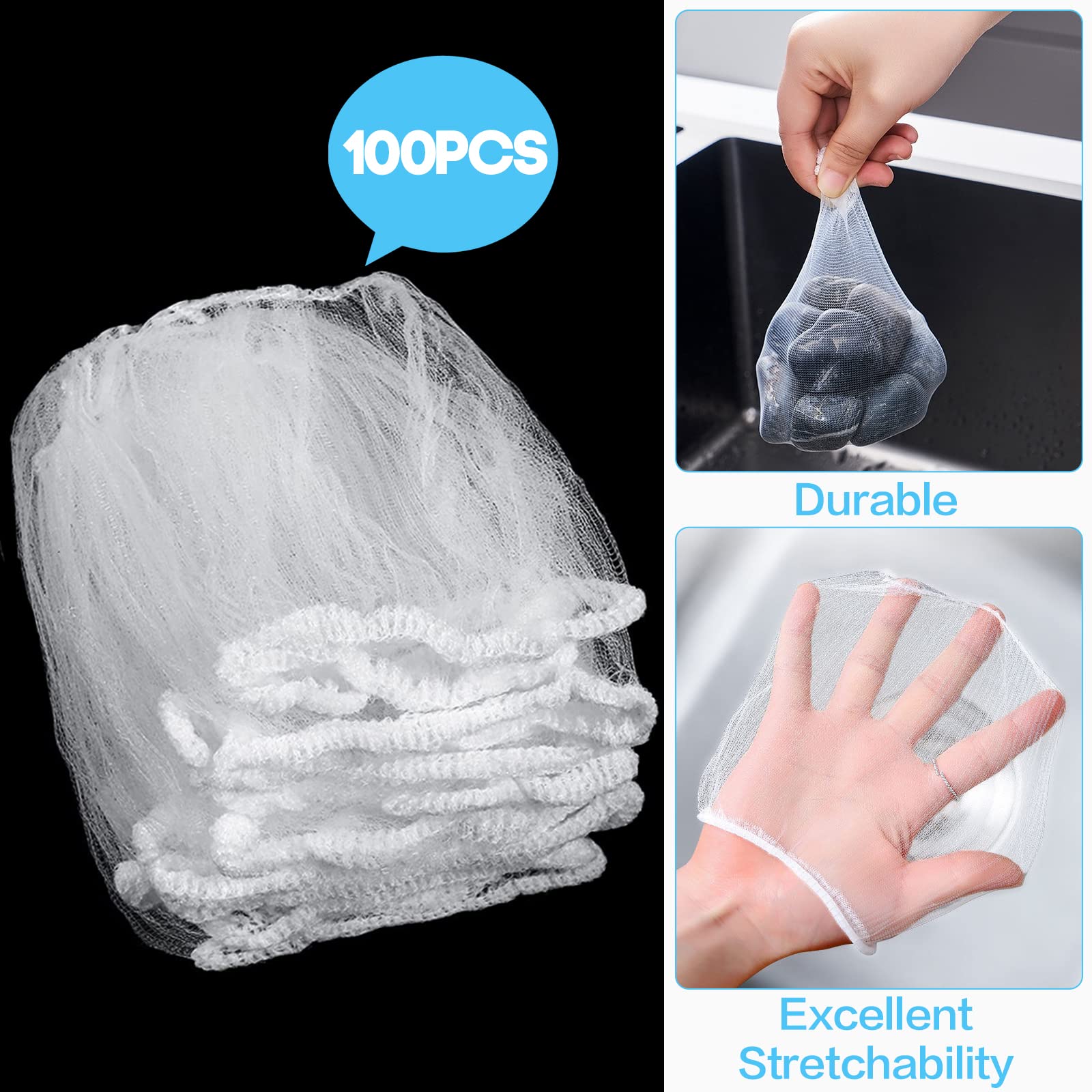 500 Pcs Disposable Kitchen Sink Strainer Mesh Bags - Fine Mesh Filter Basket for Food Waste, Leftovers & Garbage Collection - Perfect for Home Kitchens, Restaurants & RVs (Durable & Eco-Friendly)