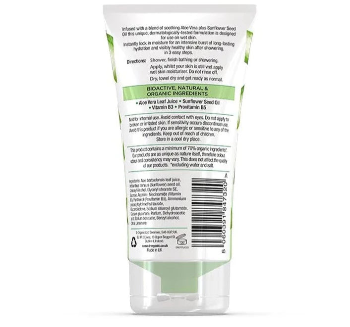 Dr Organic Wet Skin Moisturizer with Organic Aloe Vera - Hydrating Body Lotion for Dry Skin After Shower & Swimming | Natural Skincare for Men & Women