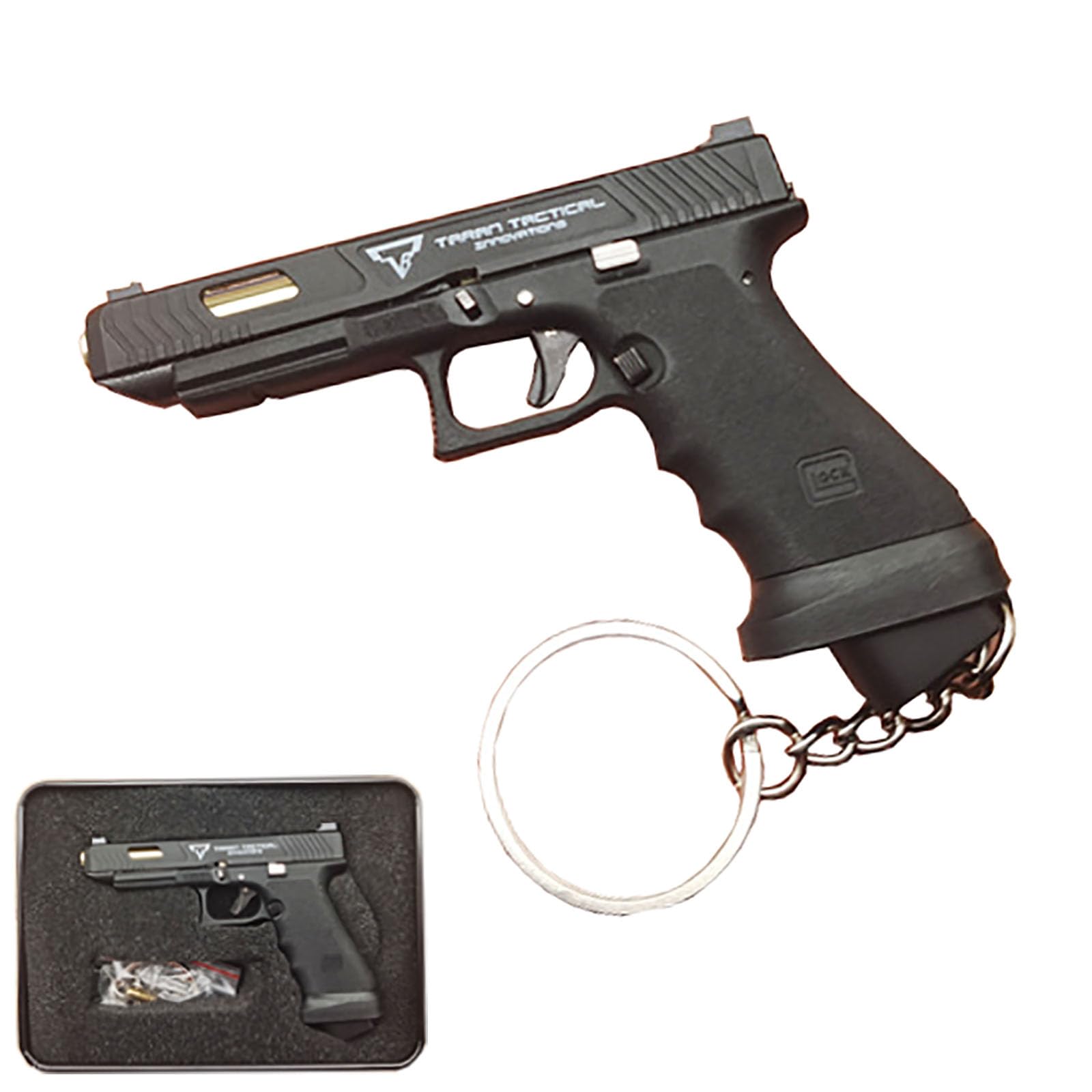 Mini Gun Keychain - Pistol Shaped Tactical Keychain for Men - Cool Tiny Gun Model Gift - Perfect for Keychains, Backpacks, and Tactical Gear Accessories