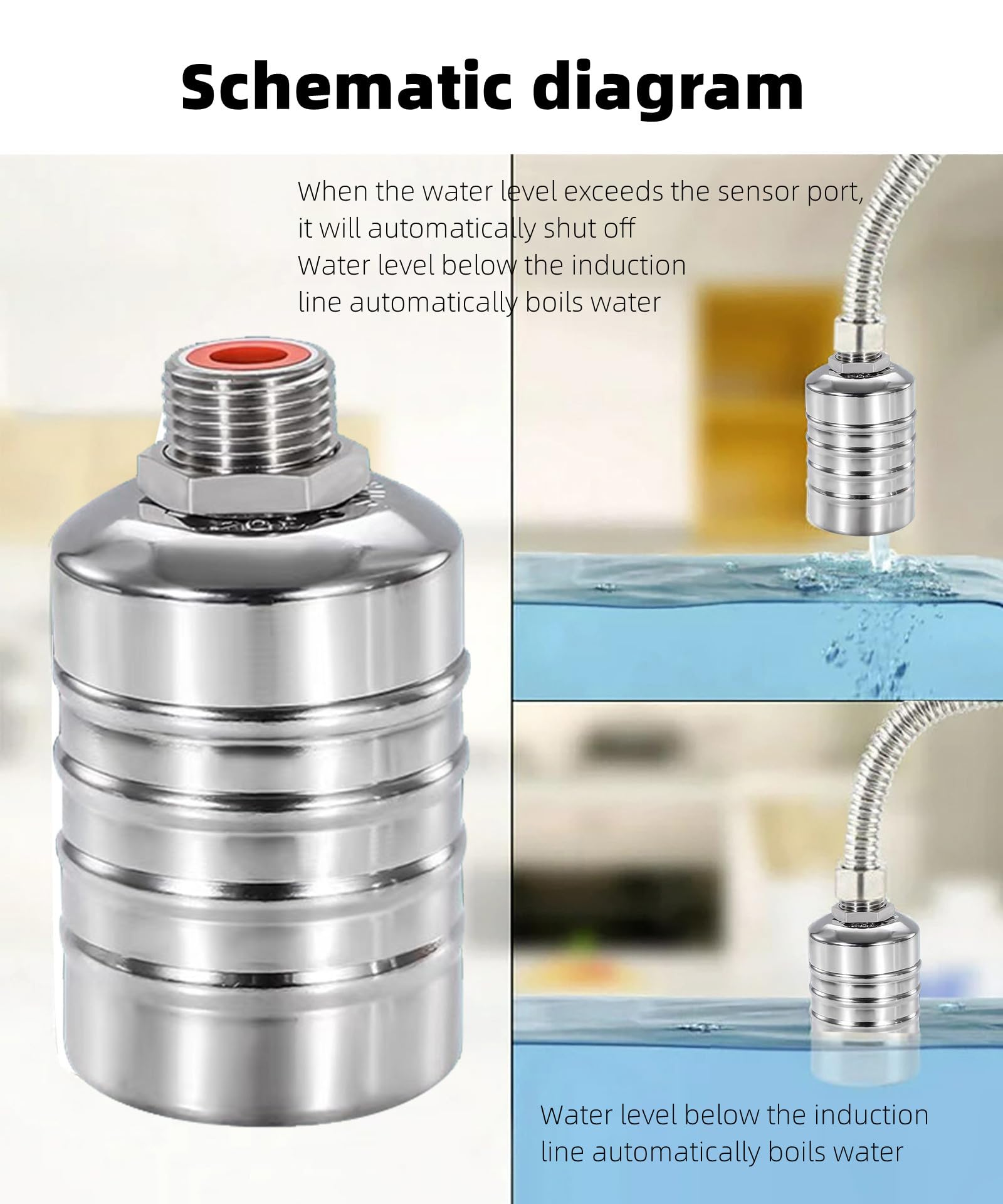 304 Stainless Steel Auto Fill Shut Off Water Tank Float Valve - 1/2