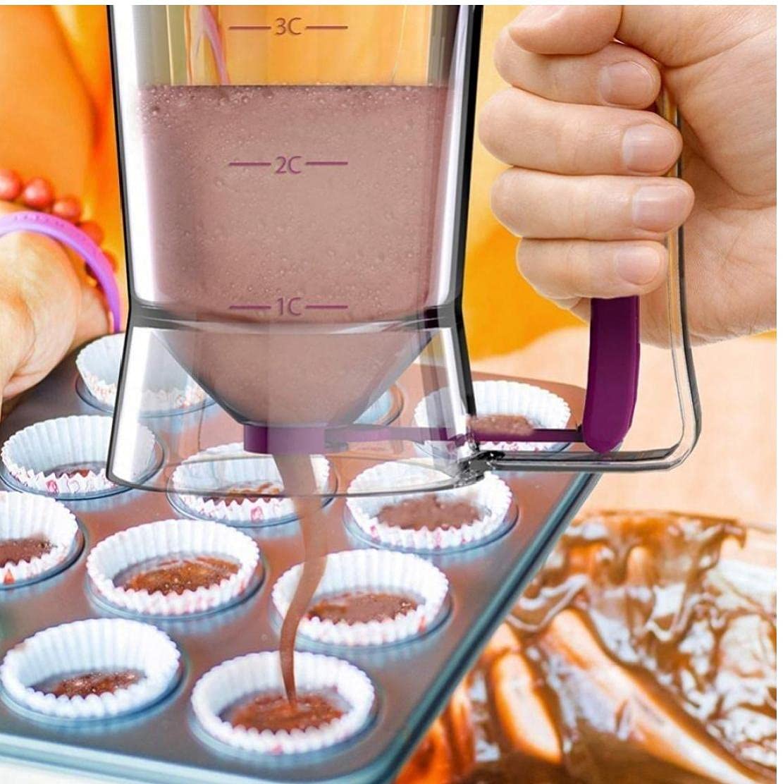 1pc Manual Pancake Batter Dispenser - Dough Cream Separator Tool for Cakes, Butter & Whisk - Baking Measuring Cup & Mixing Tool - Perfect for Home Bakeries, Breakfast Prep & Dessert Making