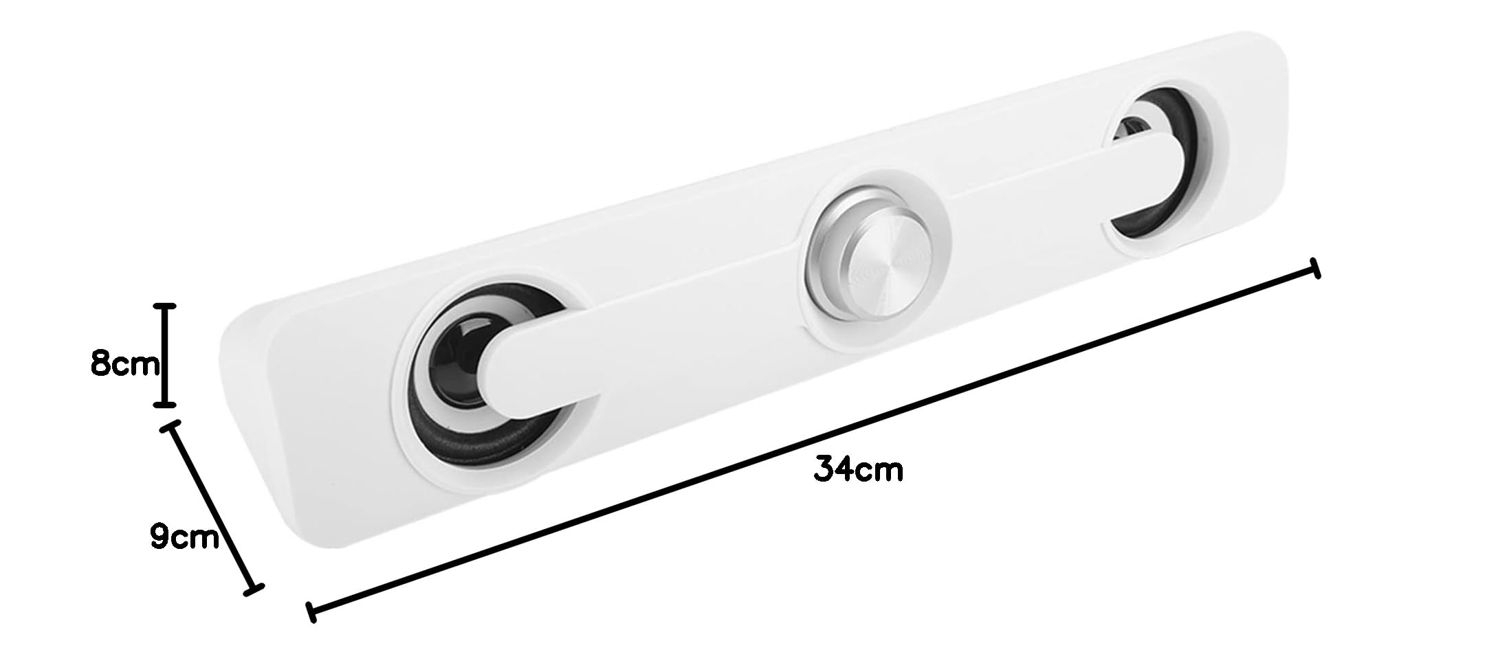 Compact White PC Soundbar for Laptop - Slim USB Computer Speakers with Clear Audio for Gaming, Movies & Music | Perfect for Home Office & Small Spaces