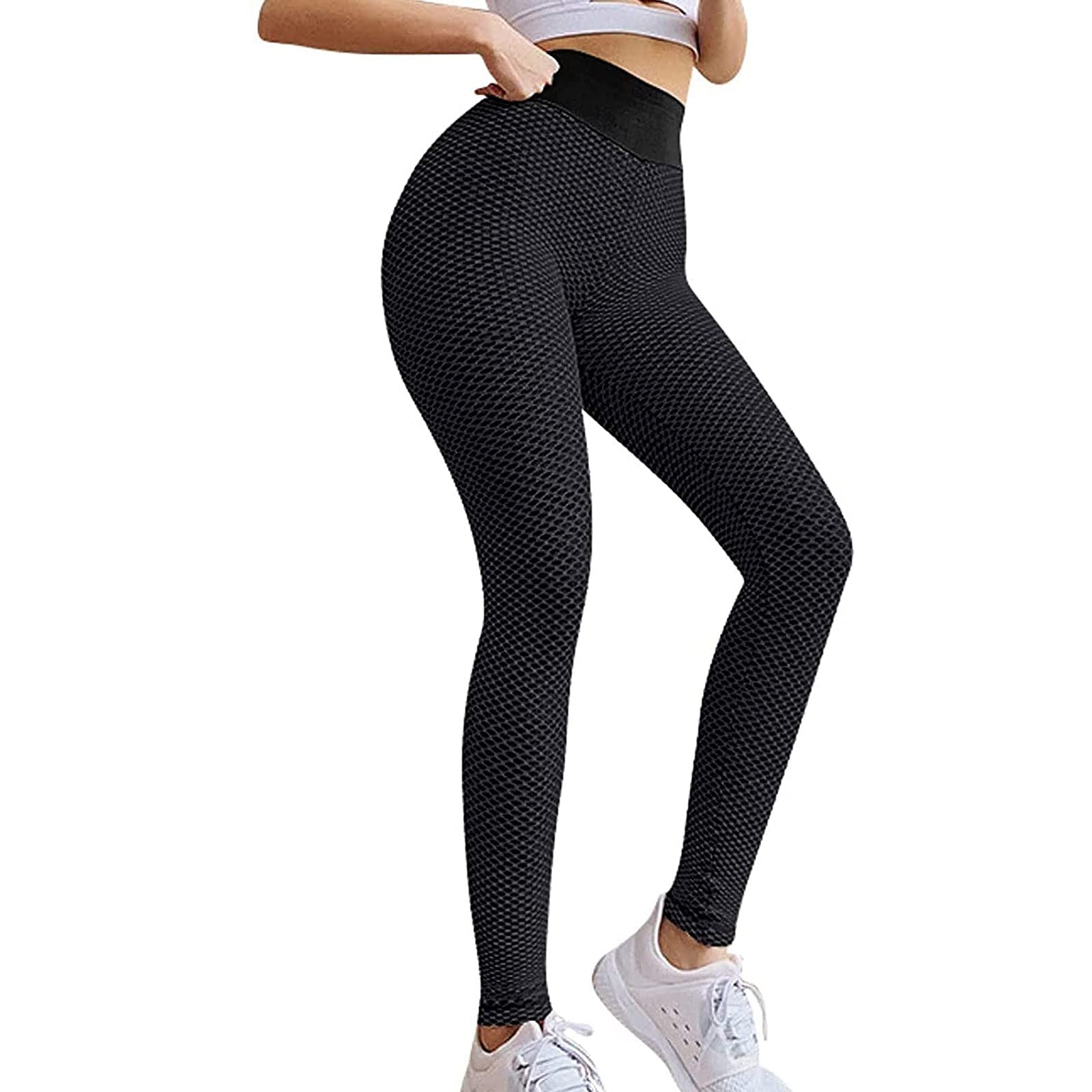 Taymeis Women's Butt Lifting High Waist Yoga Pants - Tummy Control Workout Leggings for Running, Gym & Lounge (Black, Size L)