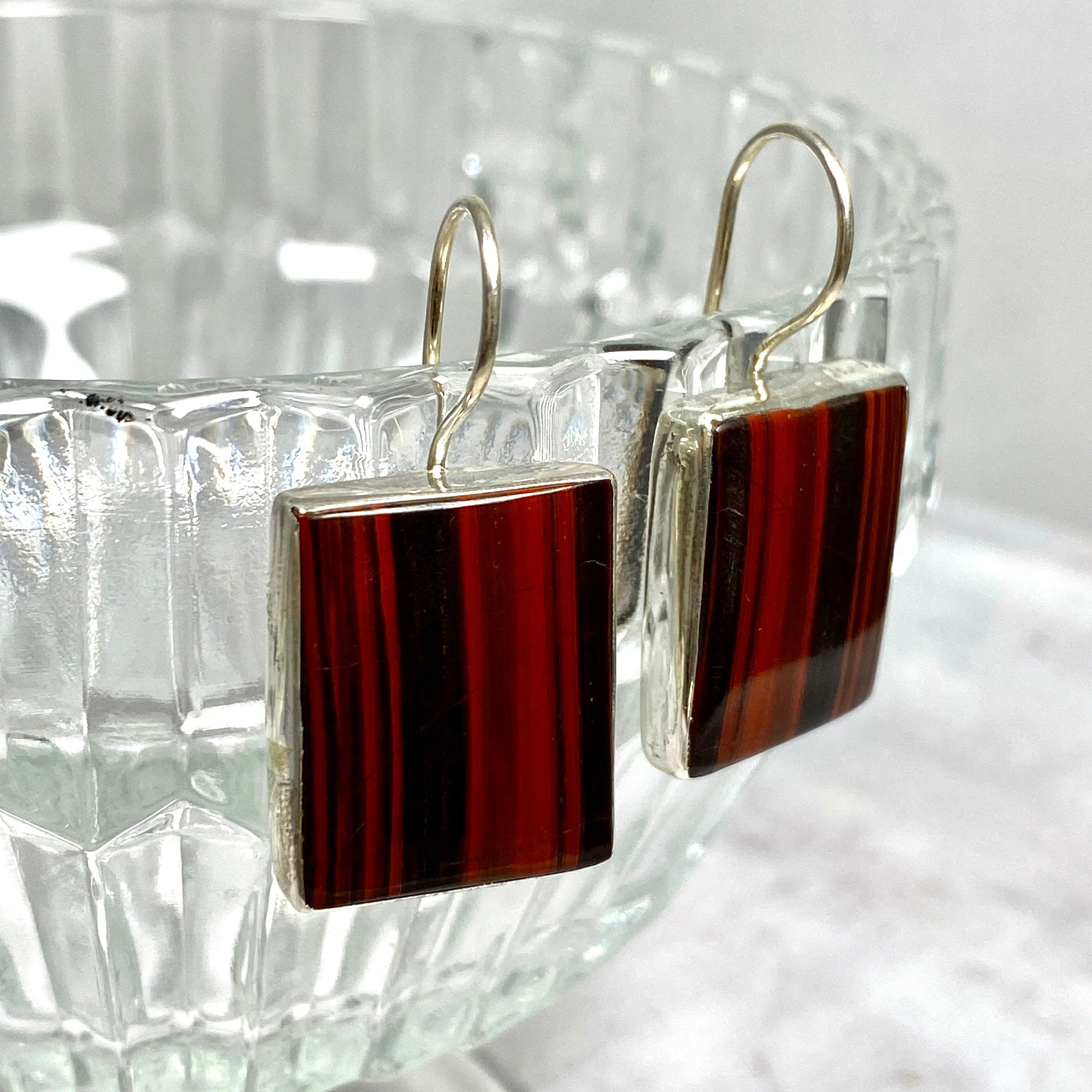 Red Jasper Rectangular Fixed Hook Earrings for Women – Natural Stone Jewelry Gift for Birthday, Anniversary & Special Occasions – Elegant Dangle Earrings for Party, Wedding & Everyday Wear KEGJ1160
