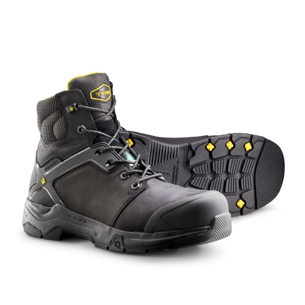 **Terra Carbine Men's 6-Inch Waterproof Composite Toe Work Boots TR0A8395BLK - Black Safety Shoes for Construction, Warehouse & Outdoor Work**