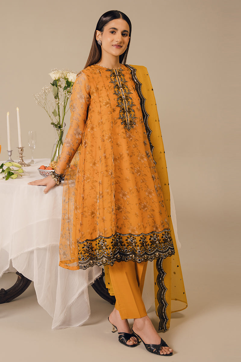 Elegant HARVEST GOLD 2PC Set (Embroidered Shirt & Dupatta) - Traditional Indian Ethnic Wear for Weddings, Festivals & Special Occasions