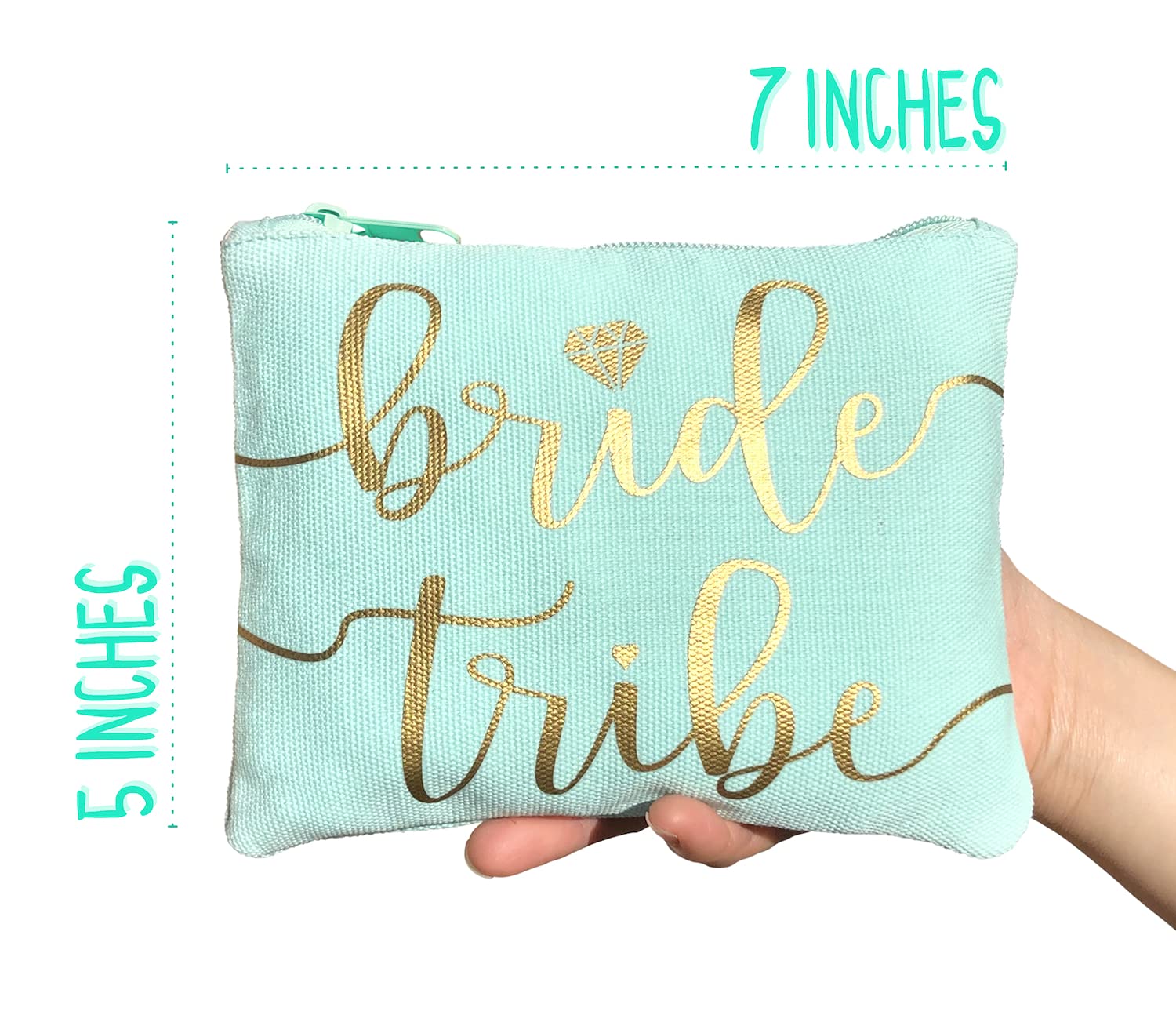 Bride Tribe Makeup Bags Set of 3 - Bridesmaid Gift for Bachelorette Party, Wedding Shower & Bridal Events - Cosmetic & Toiletries Travel Pouch - Wedding Survival Kit & Hangover Kit Keepsake (Mint Green) - Perfect for Bachelorette Party Favors, Bridal Showers & Wedding Day Essentials