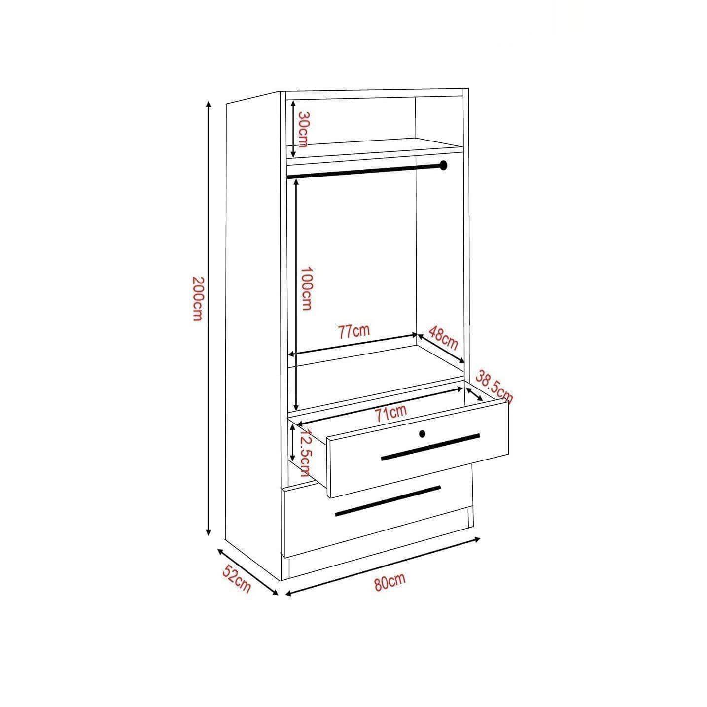 Durante Open Door Wardrobe Closet - Modern Freestanding Storage Cabinet for Bedroom, Living Room, or Walk-In Closet - Perfect for Organizing Clothes, Shoes, and Accessories