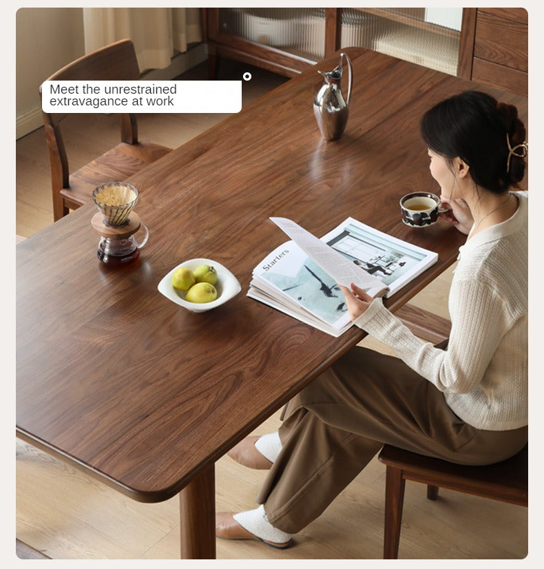 Solid Oak, Ash & Black Walnut Large Dining Table - Rustic Farmhouse Style Wooden Dining Room Table for Family Gatherings & Dinner Parties