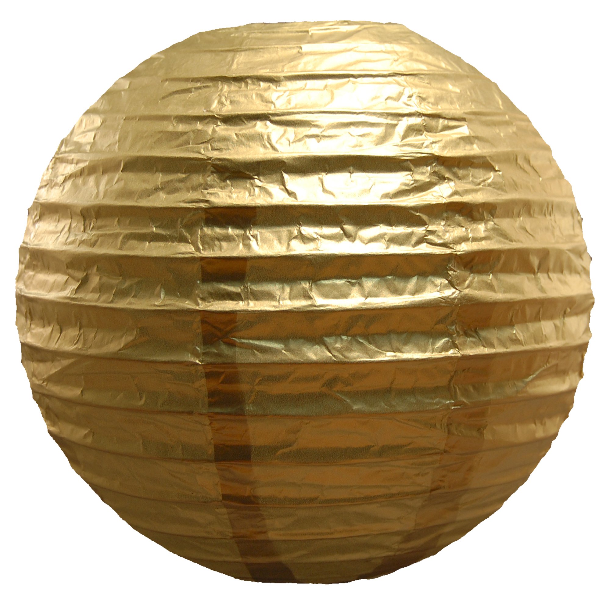 LumaBase 5-Pack Metallic Gold Round Paper Lanterns for Wedding Decor, Party Lighting, Home Decoration & Outdoor Events
