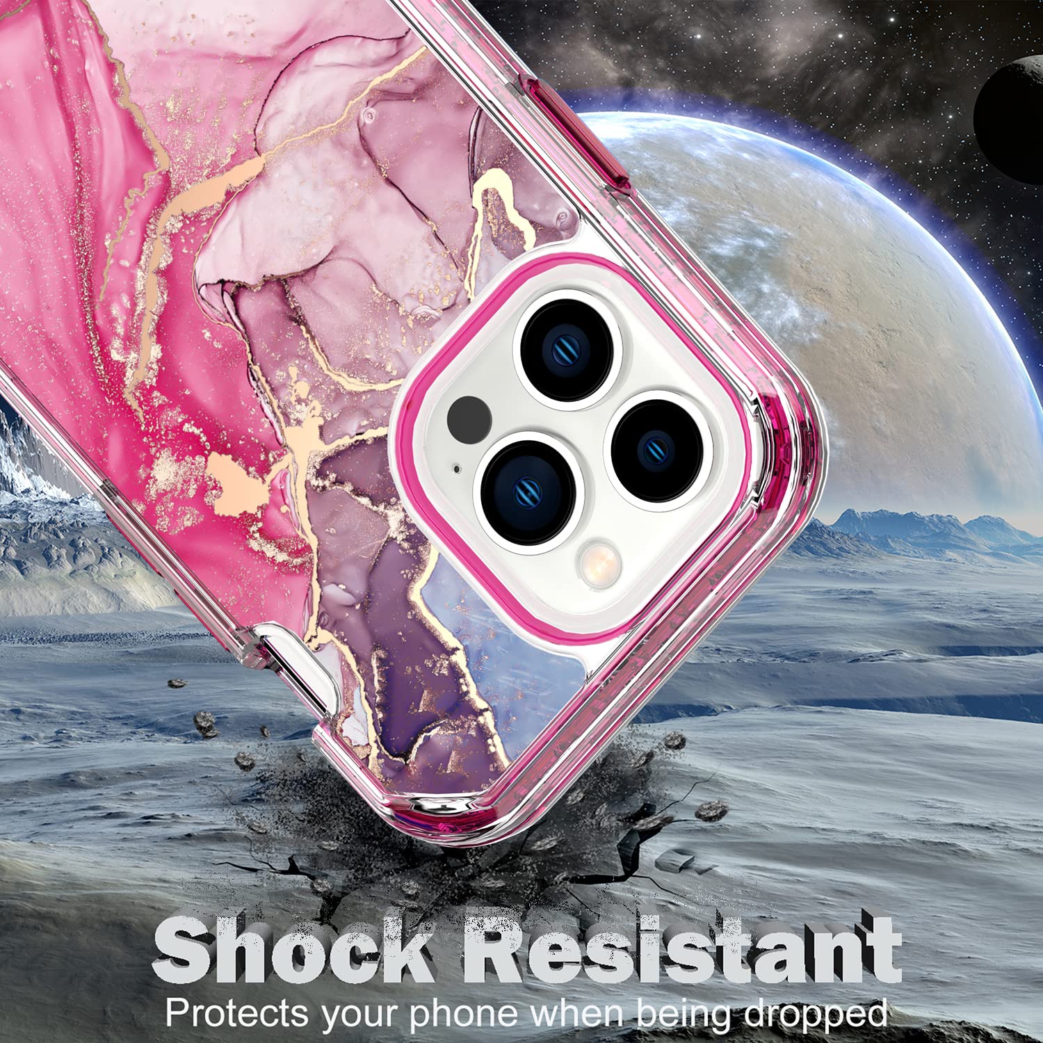 Losin iPhone 13 Pro Max Case (6.7 inch) - Luxury Marble Glitter Protective Cover with Shockproof Design | Fashionable 3-in-1 Phone Case for Women & Girls | Perfect for Daily Use, Work, and Special Occasions