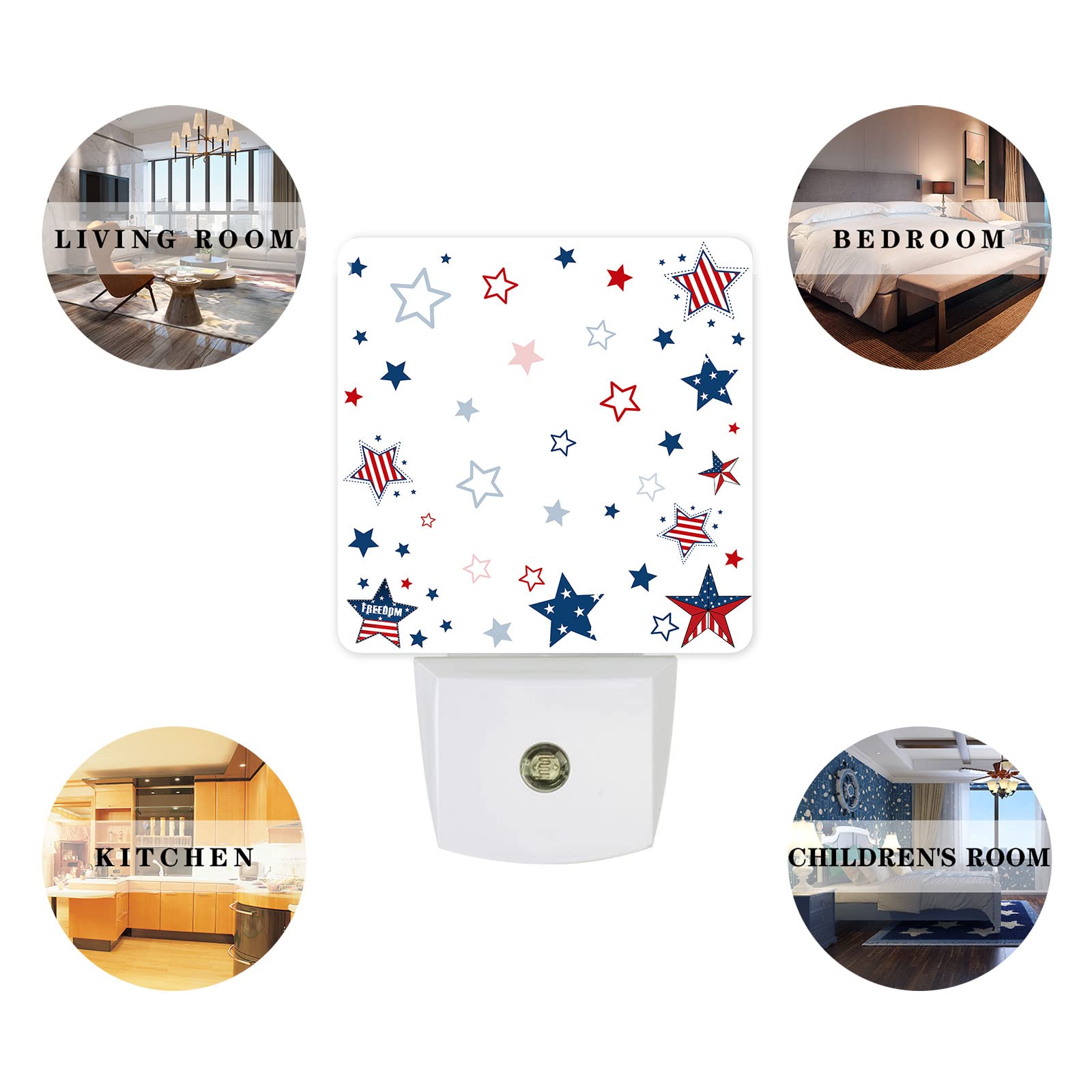 USA Flag LED Night Light with Auto Sensor - Perfect for Bedroom & Bathroom