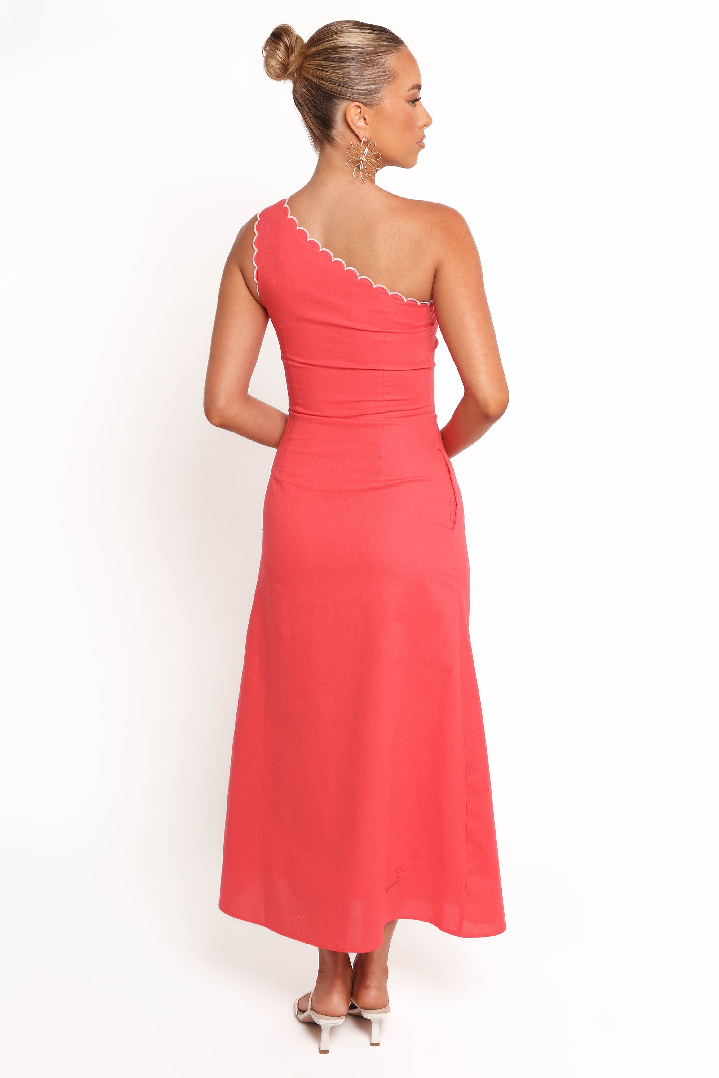 Amani Midi Dress for Women - Coral Floral Summer Dress, Elegant Casual & Party Wear, Perfect for Beach Vacations, Date Nights & Office Outfits