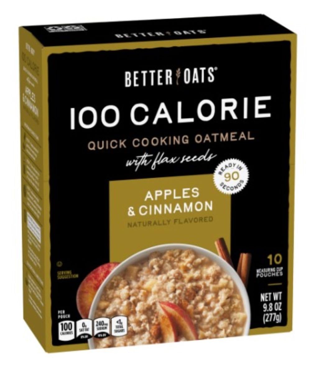 Better Oats Fit Instant Oatmeal - Apple Cinnamon Flavor, 9.8 oz (Pack of 6) | Healthy Breakfast Cereal for Weight Loss & Energy | Perfect for Busy Mornings, Office Snacks & Post-Workout Meals