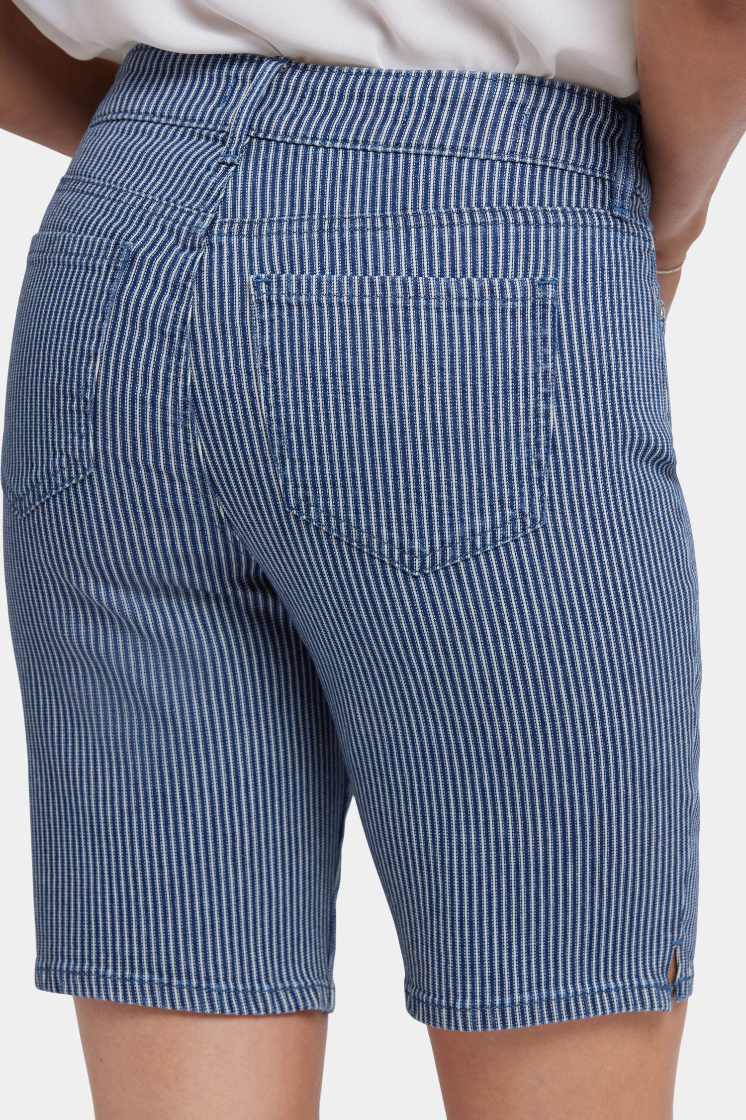 Ella Denim Shorts for Women - Malaga Stripe High Waisted Distressed Denim Shorts | Casual Summer Outfits, Beachwear & Street Style Fashion
