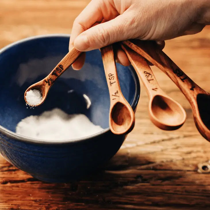 Premium Macawood Measuring Spoons Set - 6-Piece Stainless Steel Kitchen Utensils for Baking & Cooking - Perfect for Measuring Spices, Coffee, and Ingredients - Ideal for Home Chefs & Bakers