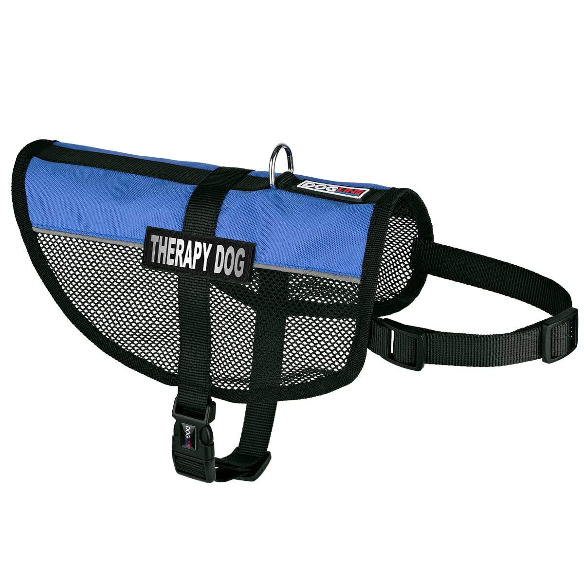 Dogline MaxAire Breathable Mesh Dog Vest with 2 Removable Therapy Patches - Lightweight Cooling Harness for Small Dogs - Perfect for Training, Service Work & Outdoor Adventures (Blue)