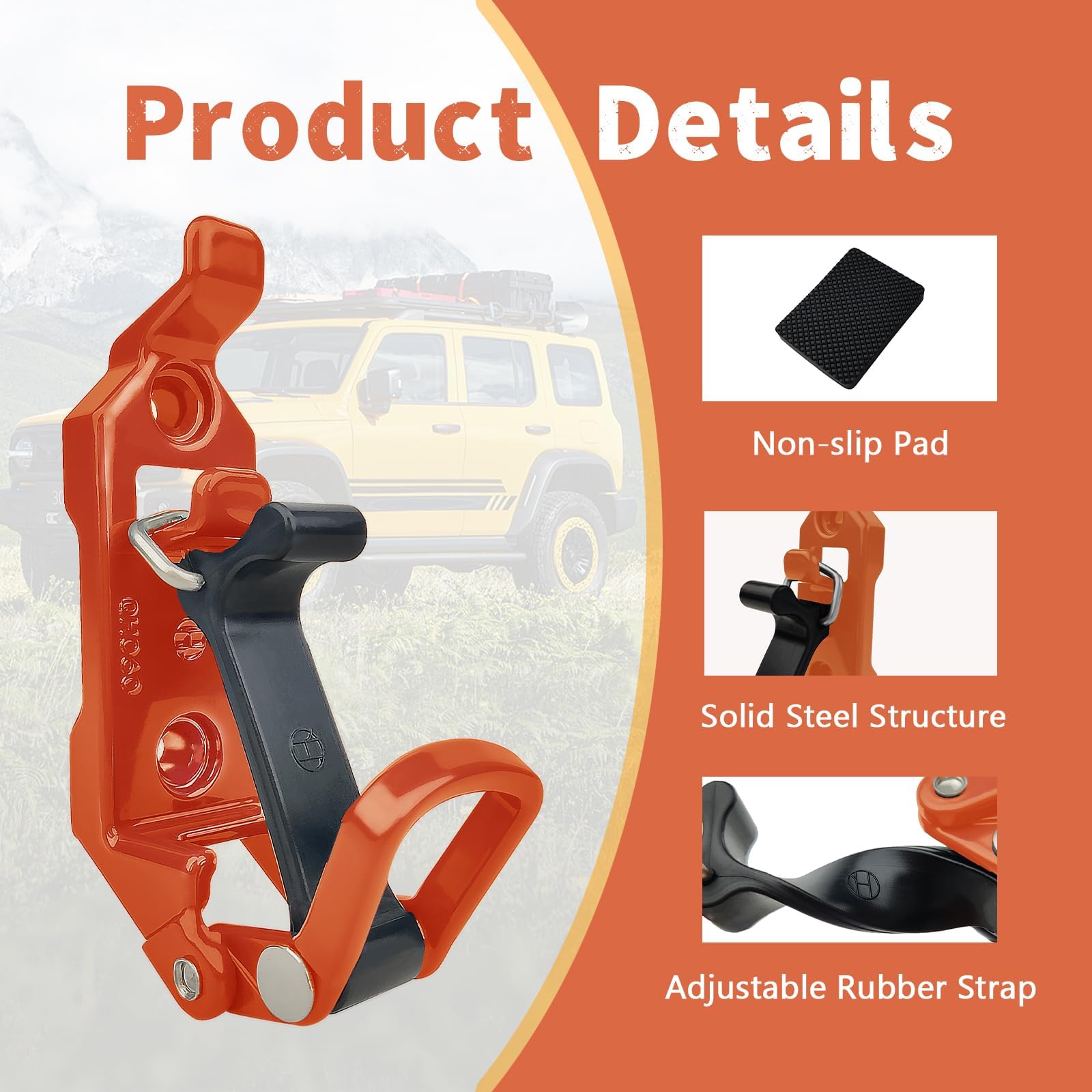 8PCS Shovel Mount for Roof Rack - Heavy Duty Overland Gear & Rotopax Mount Shovel Holder for Trucks - Universal Tool Holder with Rubber Clamp Grip - Fits Wall Mount & Pole Clamp - Perfect for Off-Road Adventures, Camping & Emergency Preparedness