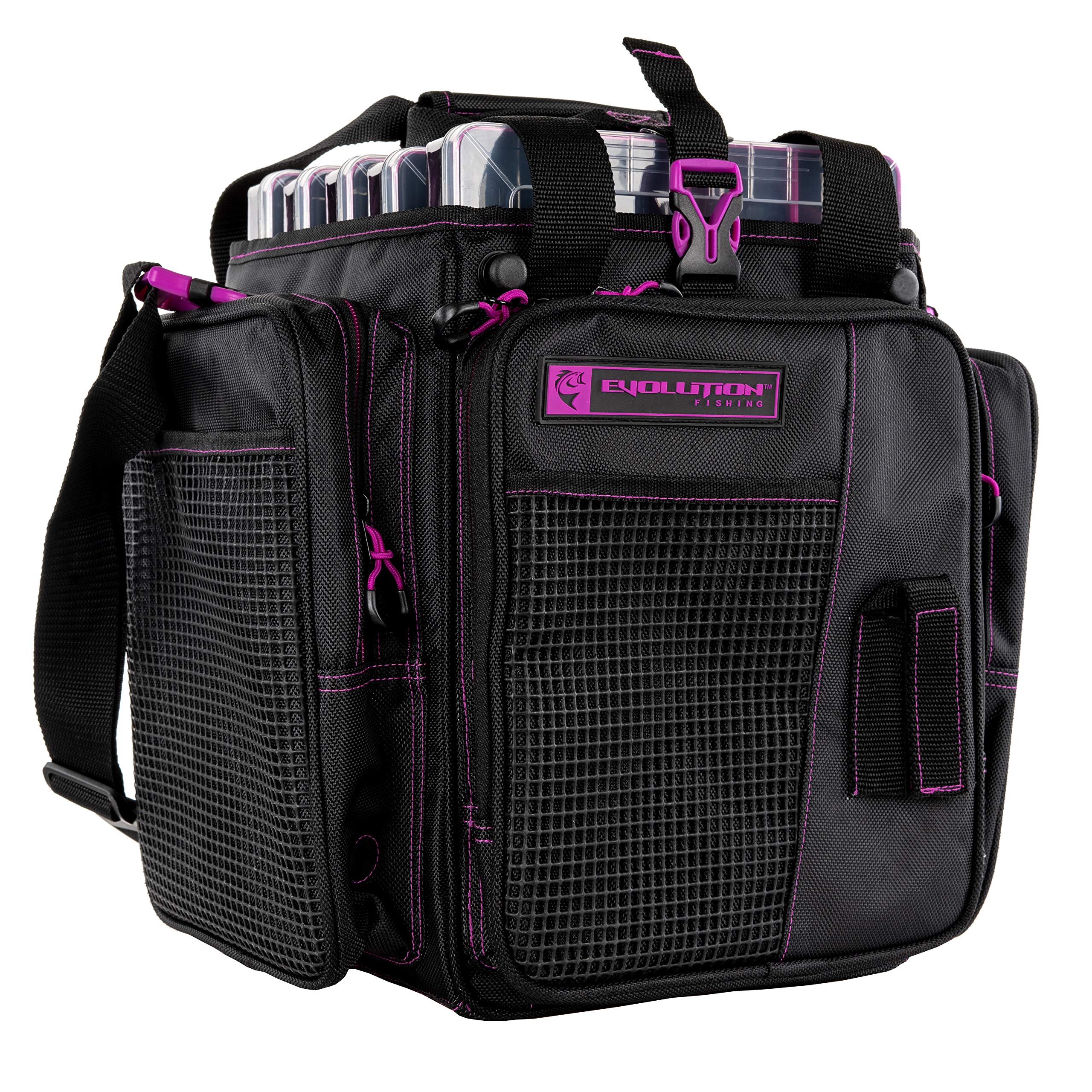 Evolution Outdoor Drift Series Topless Vertical Tackle Bag – Waterproof Fishing Backpack with 5 Removable Tackle Trays, Padded Handle & Adjustable Shoulder Strap, Plier Holder – Ideal for Bass Fishing, Kayak Angling & Shore Fishing Adventures
