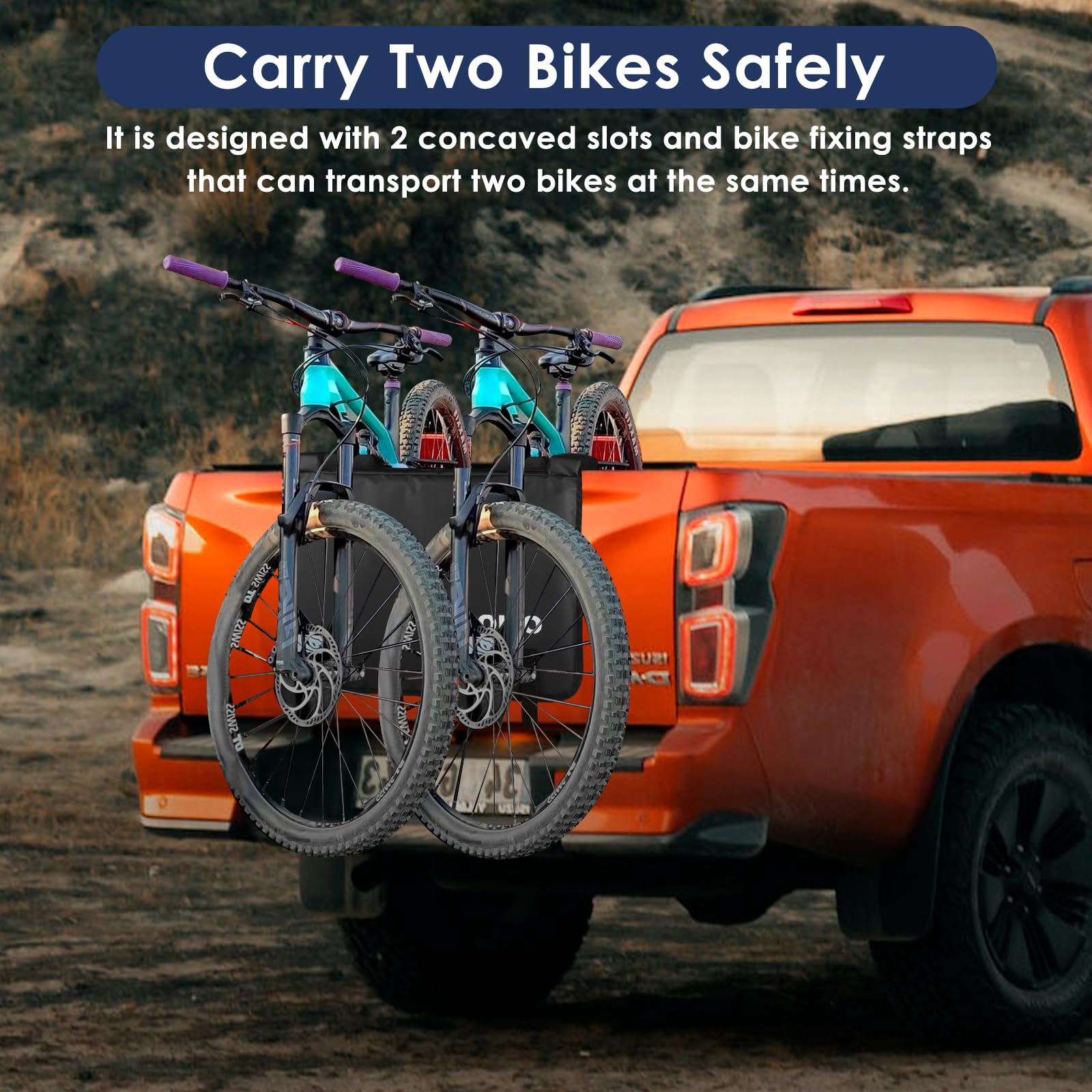 Durable MTB Tailgate Pad for Bike Transport - Heavy-Duty Truck Tailgate Protector with Tool Pocket - Fits 2 Bikes - Perfect for Pickup Trucks, Mountain Biking Adventures & Off-Road Trips