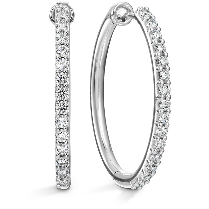 Hearts On Fire Classic Hoop Large Diamond Earrings for Women - 14K White Gold Luxury Halo Stud Earrings - Perfect for Weddings, Anniversaries & Special Occasions