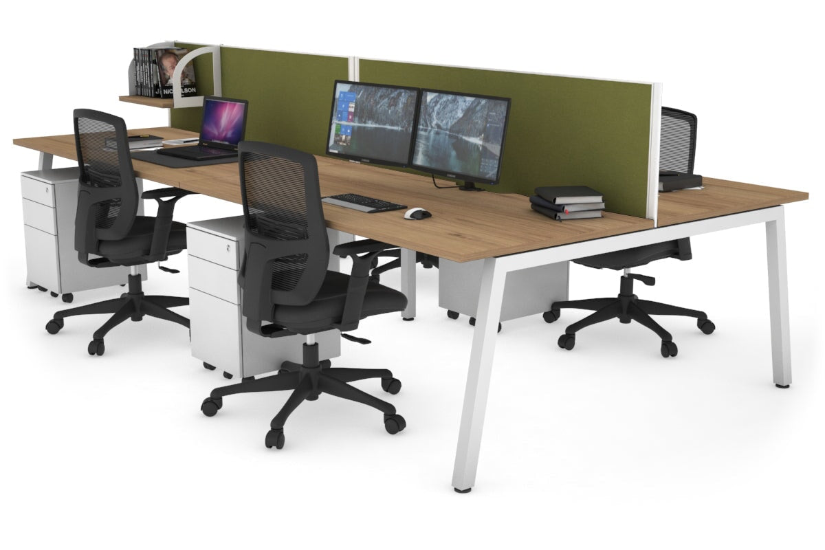 Quadro 4-Person Office Workstation Desk - 1200L x 800W with Cable Management Scallop - Perfect for Collaborative Workspaces, Team Meetings & Open Office Environments