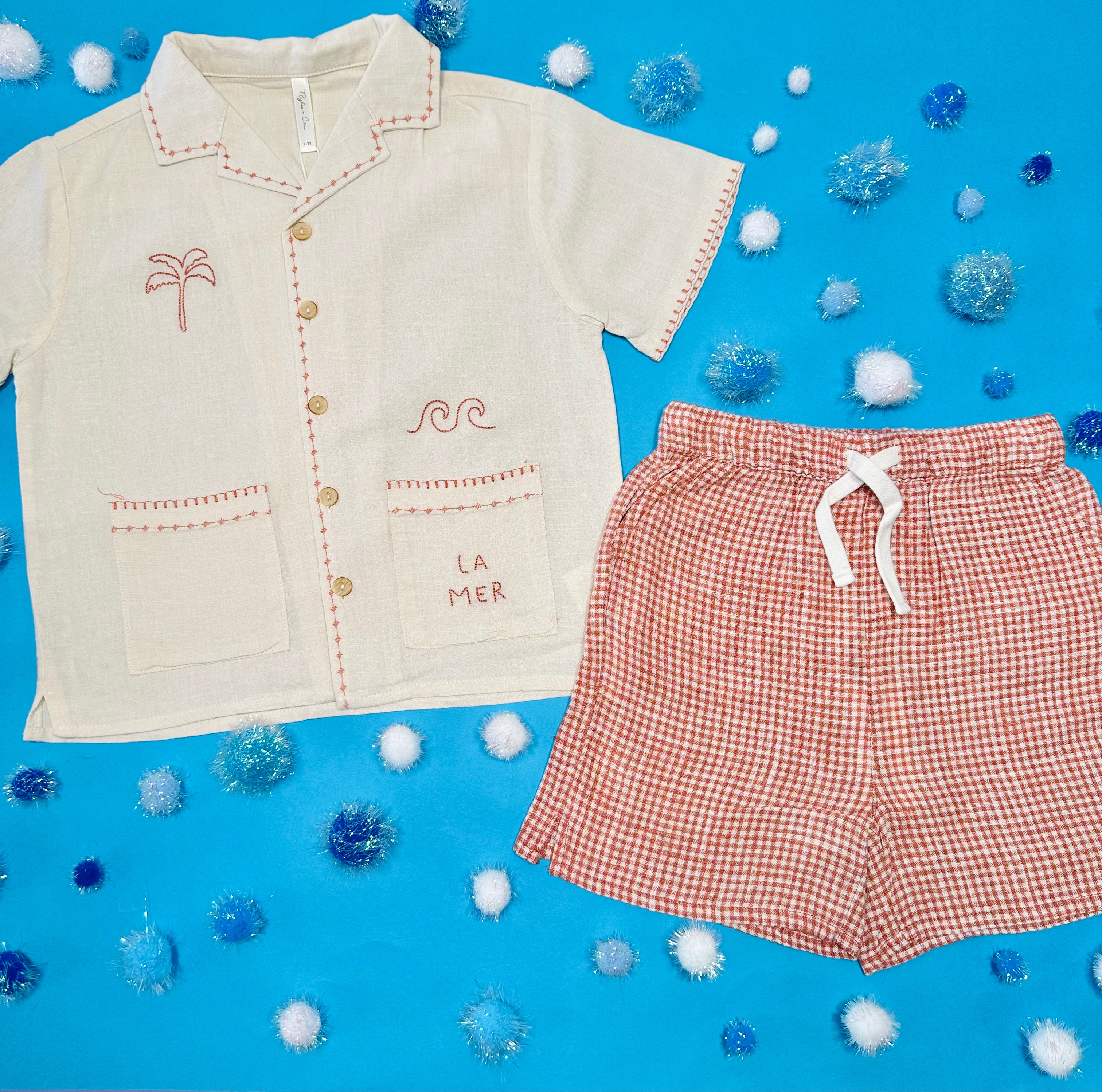 Rylee And Cru Gingham Shorts for Toddler Girls - Soft Cotton Summer Play Shorts - Cute Checkered Pattern for Outdoor Play & Beach Vacation