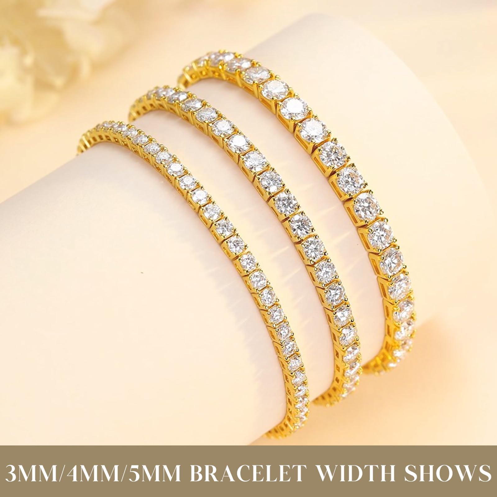FANCIME 1.2ct-12ct Lab Created Moissanite Tennis Bracelet for Women - 925 Sterling Silver Adjustable Bolo Bracelet, D Color VVS1 Round Cut (2/3/4/5mm) | Perfect for Weddings, Anniversaries & Special Occasions