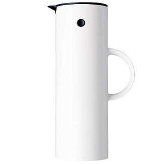 Stelton EM77 Vacuum Insulated Stainless Steel Thermos Jug - 33.8 oz (1 Liter) White - Keeps Beverages Hot/Cold for Hours - Perfect for Coffee, Tea, Office, Travel & Outdoor Activities