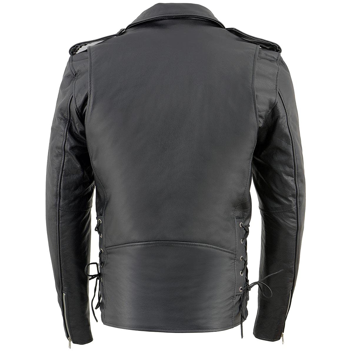 Milwaukee Men's Classic Side Lace Motorcycle Jacket - Genuine Leather Biker Jacket for Men - Perfect for Riding, Cruising & Motorcycle Enthusiasts