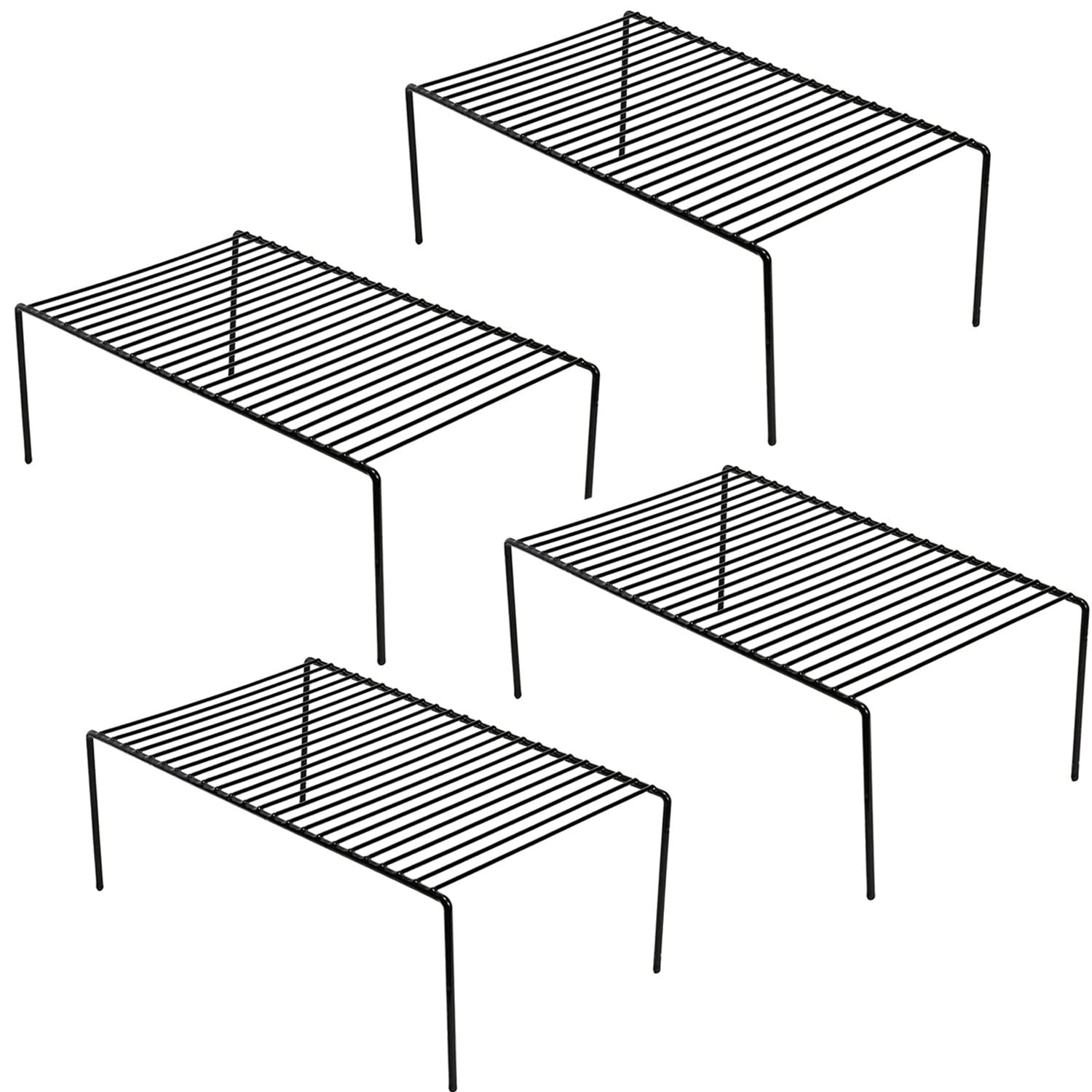 ARCCI 4-Pack Medium Kitchen Cabinet Organizer Shelf (13 x 9.4 Inch) - Rustproof Metal Wire Pantry Storage Rack for Plates, Dishes & Food - Perfect for Cabinet, Freezer, Counter & Cupboard Organization - Ideal for Small Space Kitchen Storage & Pantry Organization