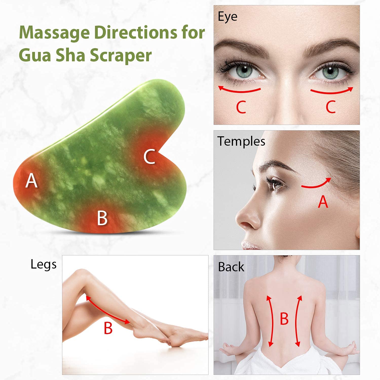 Premium Jade Roller & Gua Sha Set - Natural Facial Massage Tools for Skin Care, Anti-Aging, Wrinkle Reduction - Relaxing Face, Eye & Neck Massager for Glowing Skin - Perfect for Daily Skincare Routine & Spa Day at Home