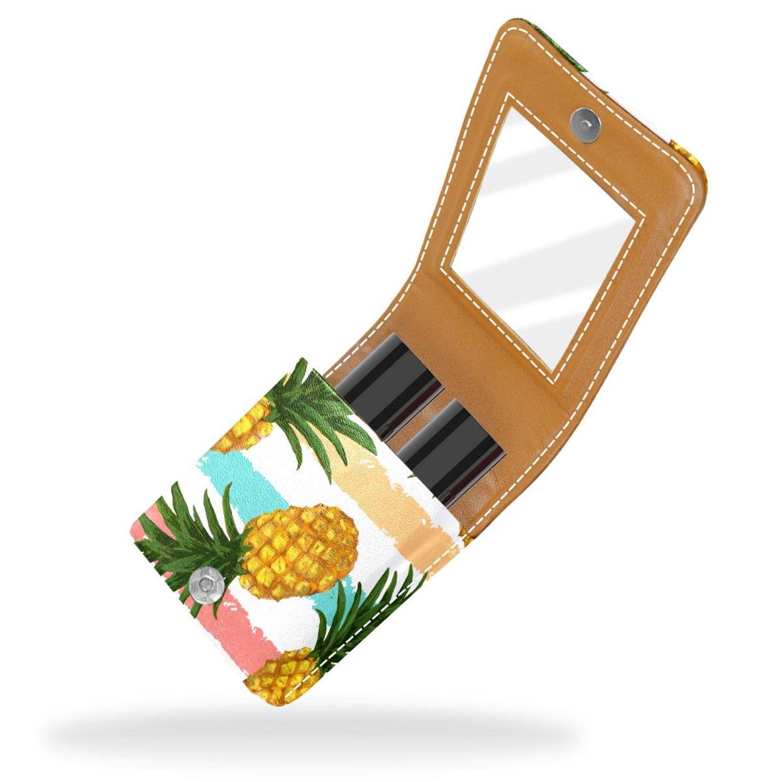 Personalized Lipstick Case - Portable Makeup Bag & Cosmetic Pouch Organizer with Hand-Drawn Pineapple Pattern | Perfect for Travel, Gift, and Daily Makeup Storage