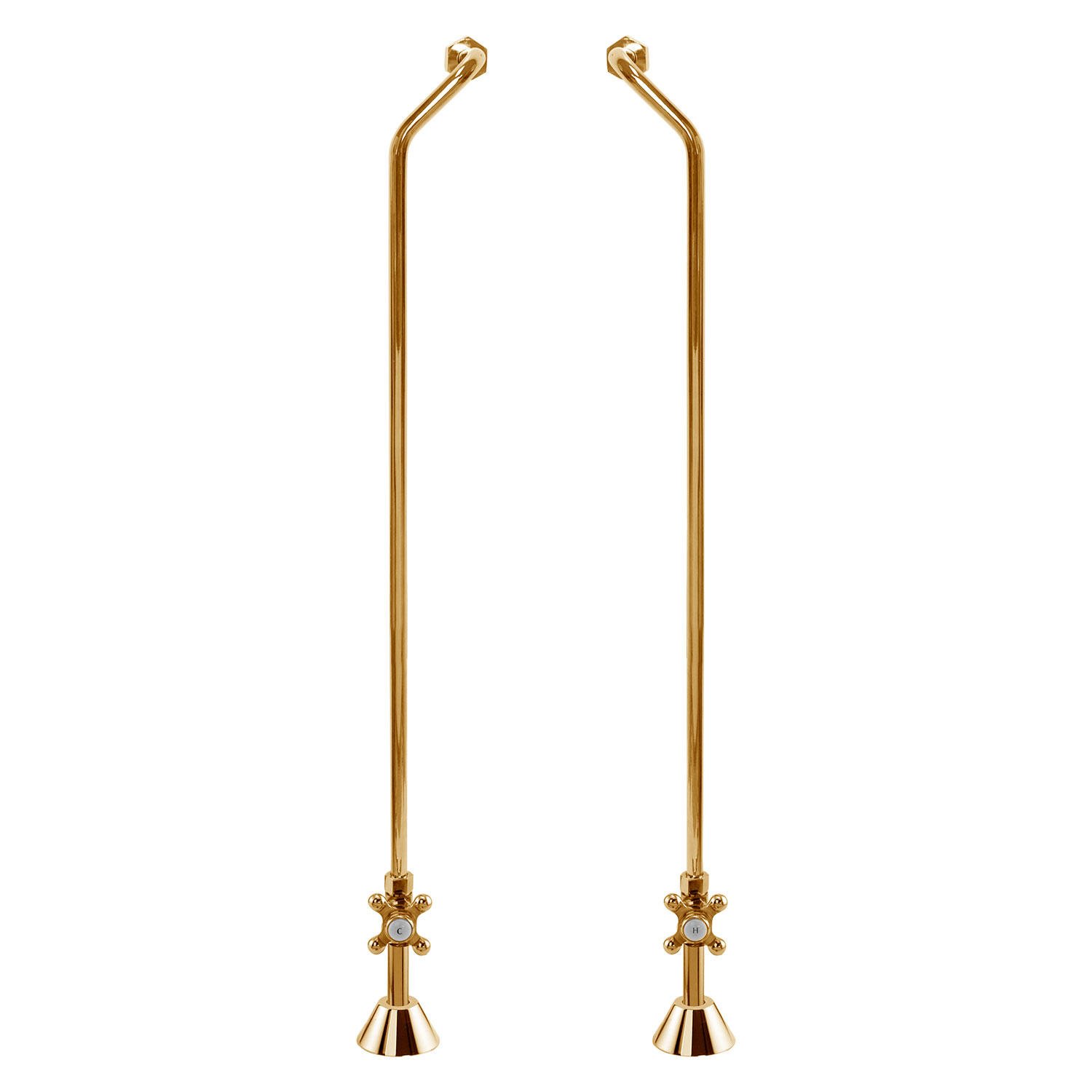 Signature Hardware 139887 Freestanding Offset Tub Supply Lines with Cross Handle Shutoff Valves - Chrome Finish for Copper Pipes - Perfect for Bathroom Renovations & Plumbing Upgrades
