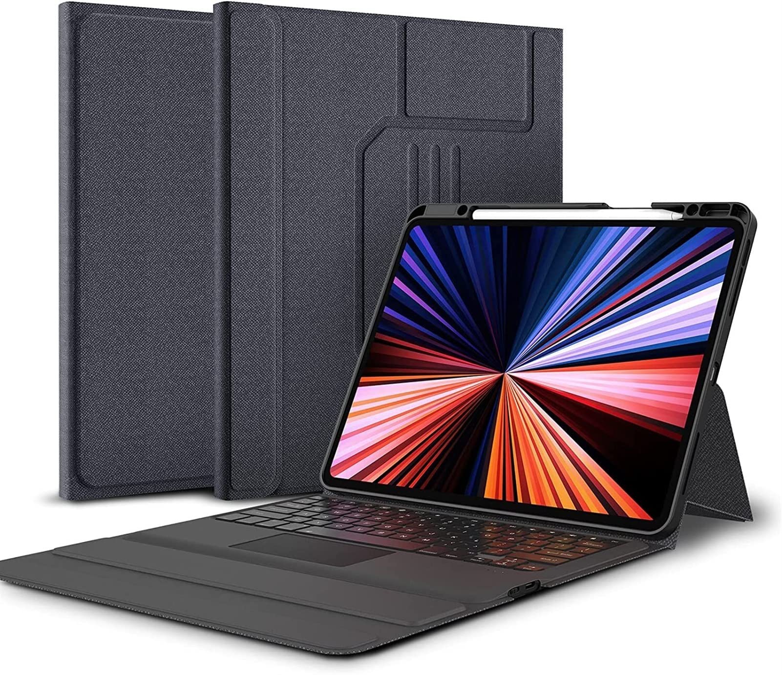 HAODEE Bluetooth Magic Keyboard Case for iPad Pro 12.9 (2020 Model A2378/A2416/A2379/A2462) - Slim Touchpad Keyboard Cover with Backlit Keys | Perfect for Work, Study & Travel (Black)