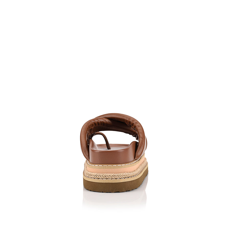 Thelma Women's Flatform Slide Sandals - Cognac Brown | Comfortable Summer Casual Shoes for Beach, Pool, and Outdoor Wear