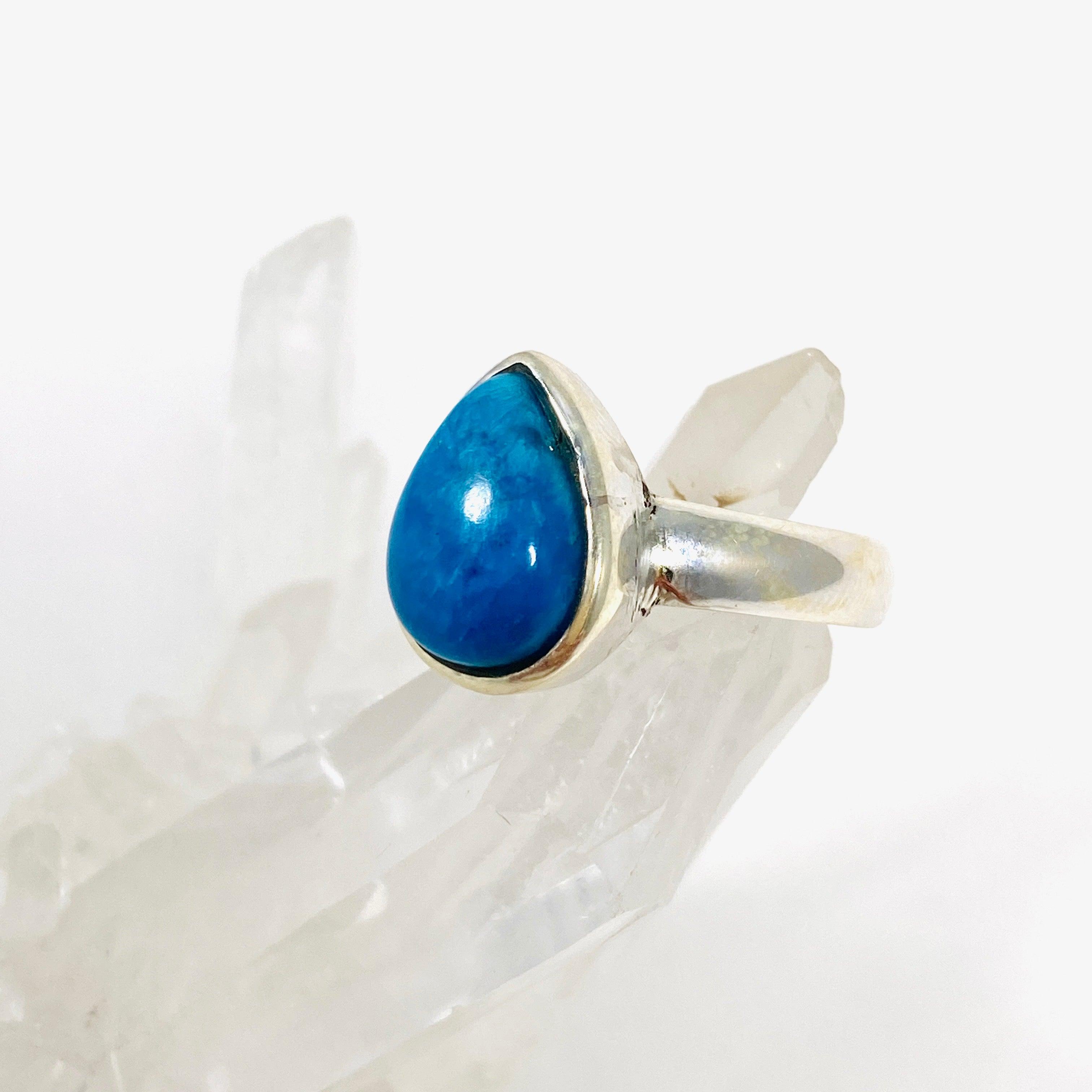 Cavansite Teardrop Ring - Size 8.5 PRGJ390 - Elegant Blue Crystal Jewelry for Women - Perfect for Weddings, Parties & Special Occasions