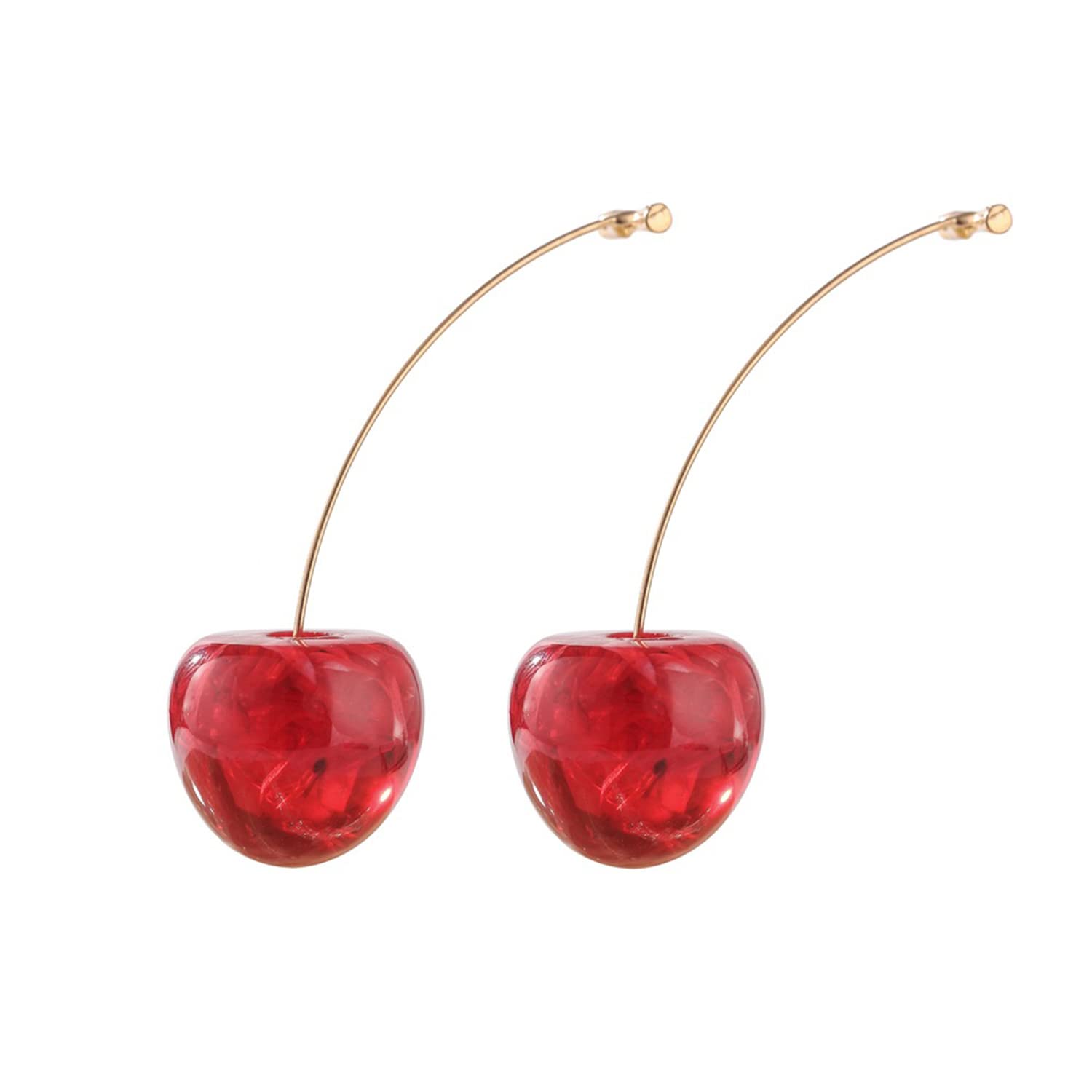 Seakuur 3D Dried Flower Red Cherry Drop Dangle Earrings - Sweet Cute Fruit Jewelry for Women & Girls | Perfect for Parties, Weddings & Everyday Wear