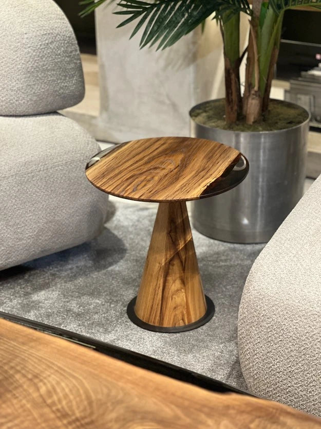 Handcrafted Walnut & Epoxy Resin Mushroom Side Table - Modern End Table for Living Room, Bedroom, or Office Decor - Unique Home Accent Furniture for Small Spaces