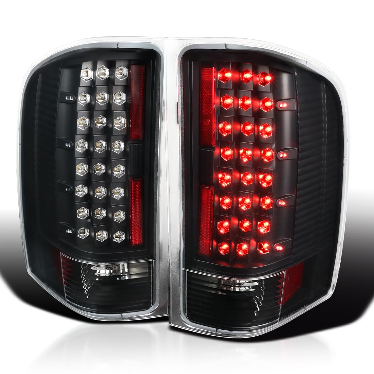 Spec-D Tuning Black LED Tail Lights for 2007-2013 Chevy Silverado 1500/2500/3500 - Left & Right Pair Assembly - Enhanced Visibility & Style for Night Driving & Custom Truck Builds