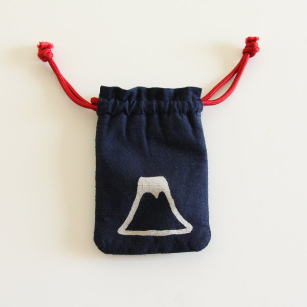 Katazome Small Talisman Bag - Mt. Fuji Drawstring Pouch | Japanese Traditional Craft Gift for Travel & Protection | Perfect for Jewelry, Amulets & Good Luck Charms