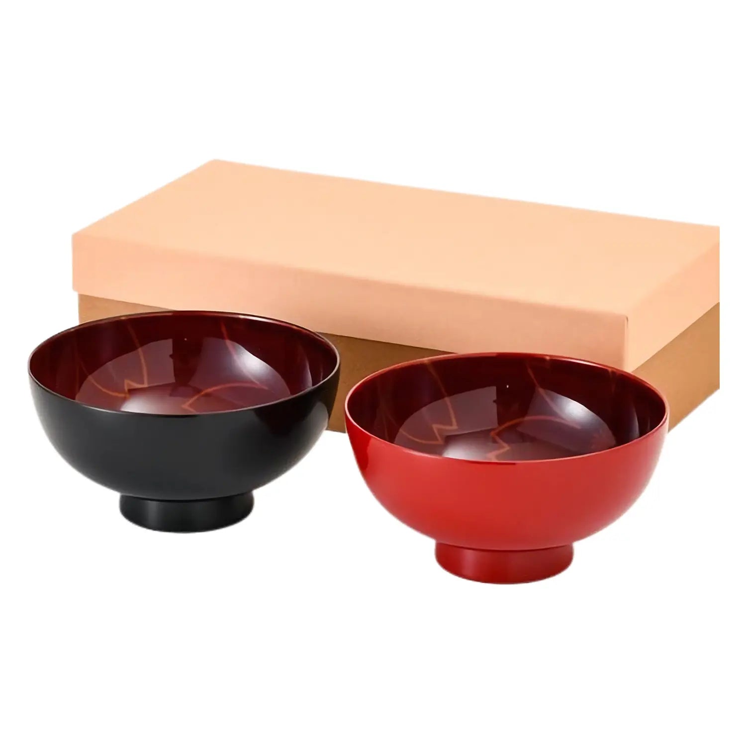 Premium Echizen Shikki Synthetic Resin Couple Bowls - Elegant Sandalwood Scented Dining Set for Romantic Dinners, Japanese Style Home Decor & Gift Idea