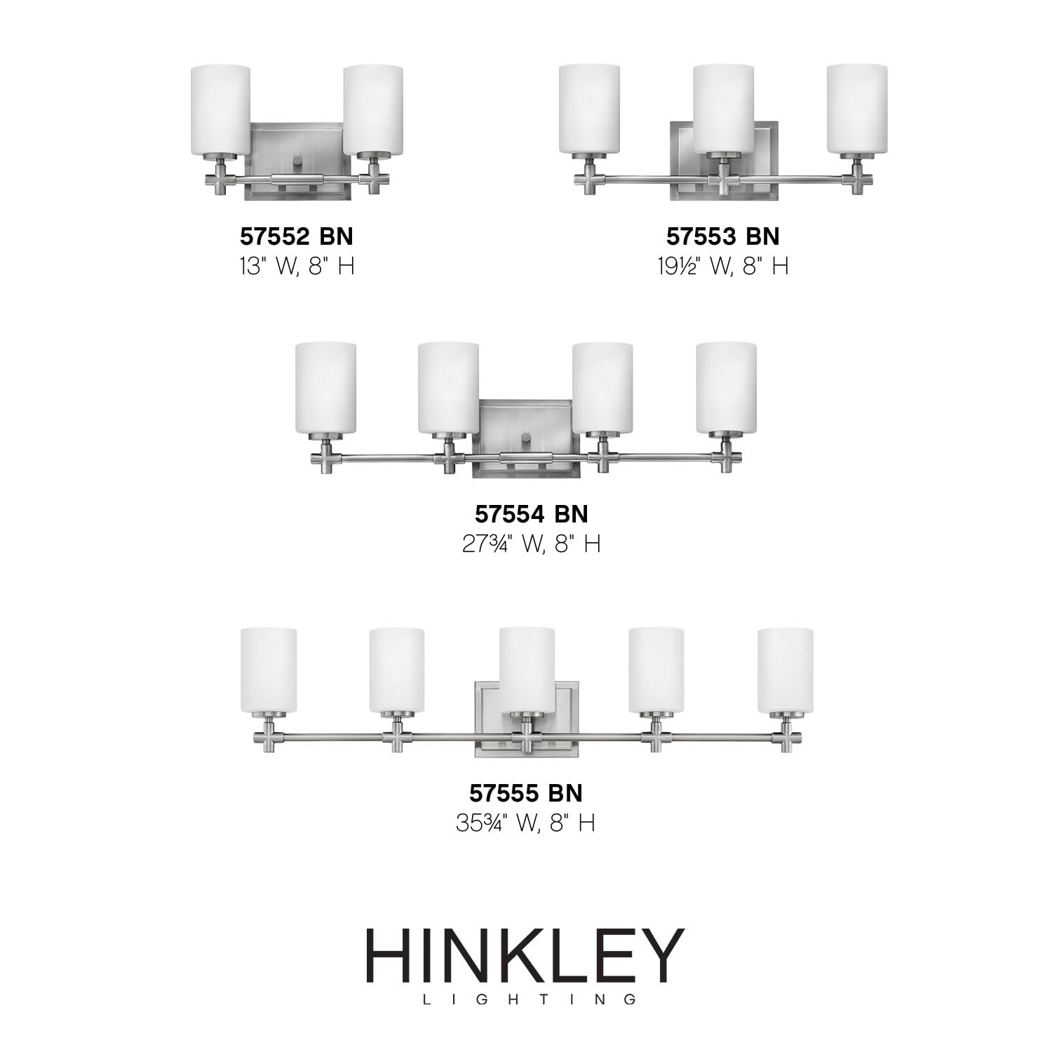 Hinkley Laurel Collection 2-Light Bathroom Vanity Light Fixture in Brushed Nickel - Perfect for Modern Bathrooms & Powder Rooms