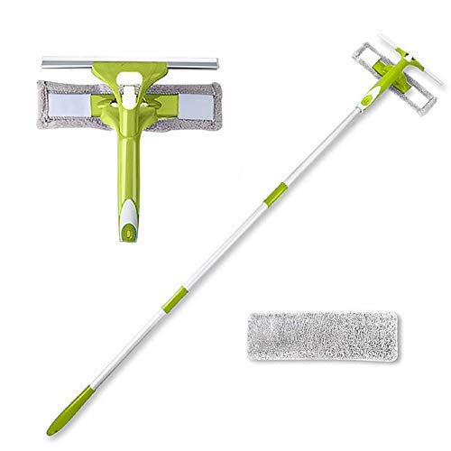LandHope 3-in-1 Window Cleaning Kit with Microfiber Scrubber & Detachable Sprayer - Professional Glass, Mirror, Solar Panel & Skylight Cleaner for Home & Commercial Use (Green) - Perfect for Streak-Free Shine on Windows, Showers & Glass Surfaces