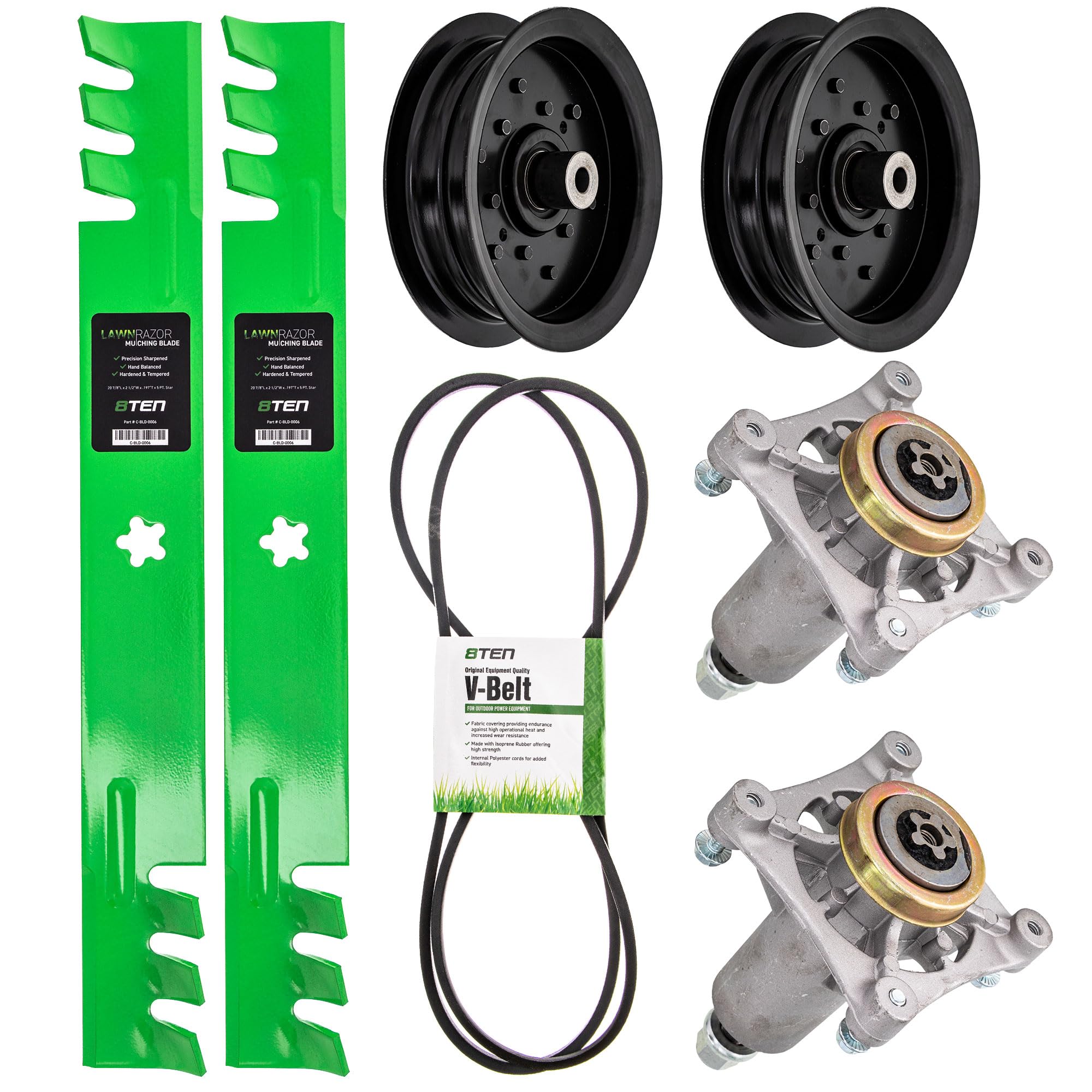 8TEN Deck Rebuild Kit for AYP P185107H - 42 Inch Mower Blade Spindle Belt Idler Replacement - Compatible with Craftsman, Poulan & Husqvarna Riding Mowers - Perfect for Lawn Maintenance & Tractor Deck Repair