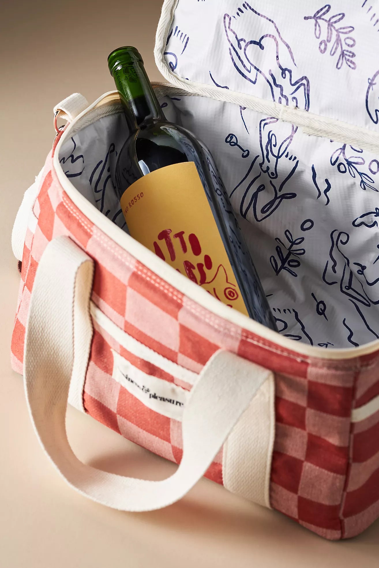 BUSINESS & PLEASURE Premium Insulated Cooler Bag - Le Sirenuse Checker Pattern - Perfect for Beach Picnics, Office Lunches & Outdoor Adventures