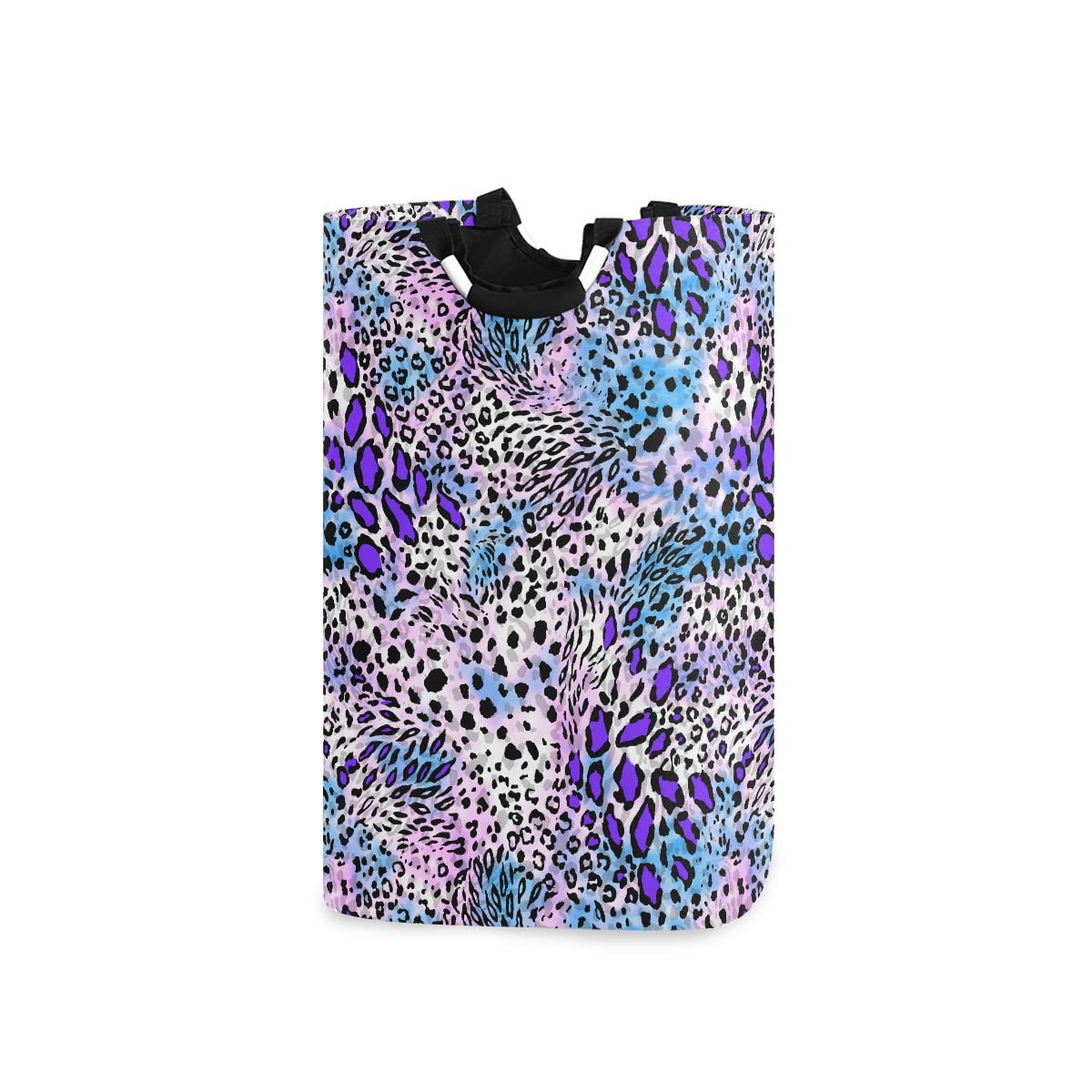 Foldable Leopard Print Laundry Bag with Handles - Collapsible Purple Laundry Hamper Basket for Bathroom Storage & Laundry Room Organization | Perfect for College Dorms, Travel & Home Decor