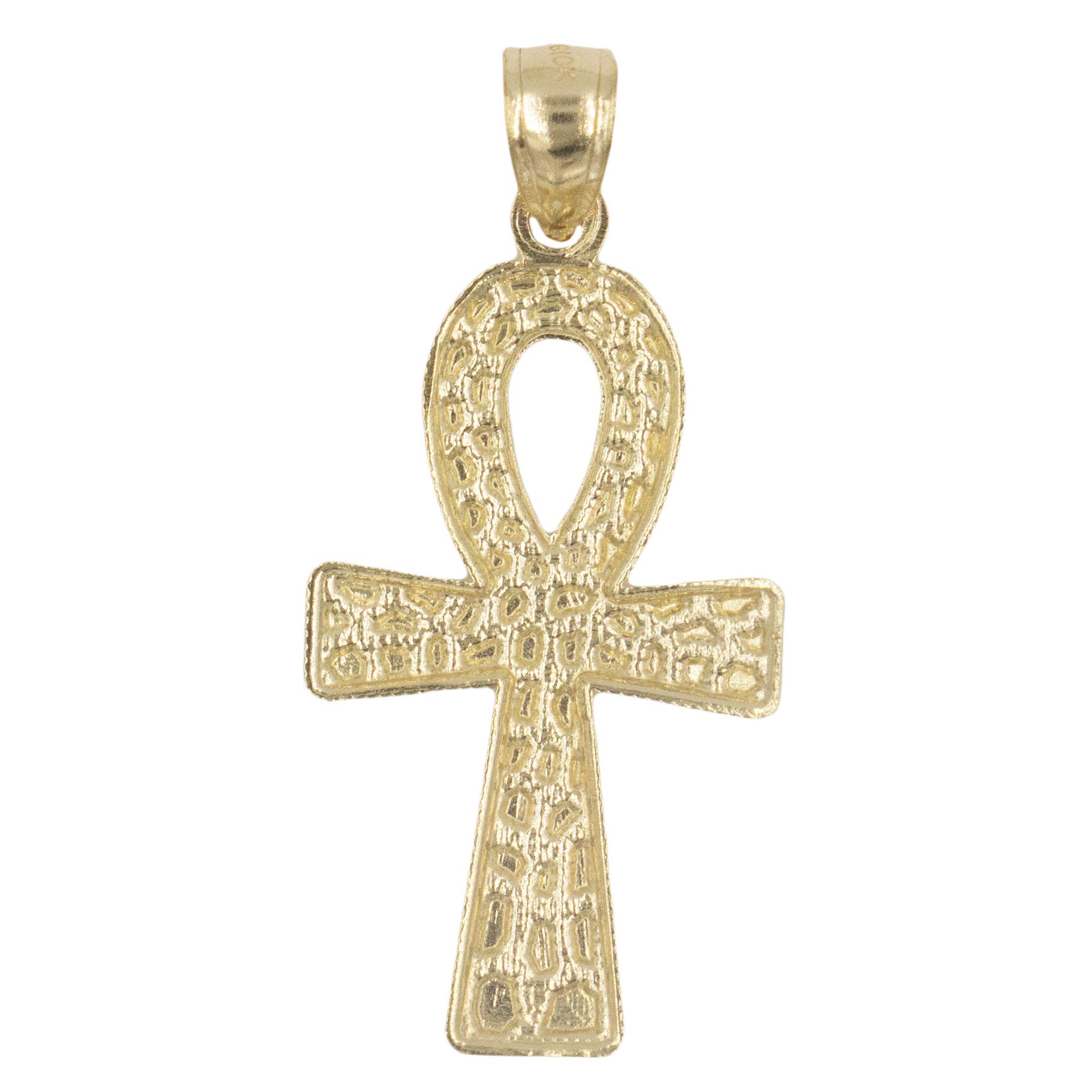 10K Real Solid Gold Ankh Pendant with Diamond Cut Finish - Egyptian Cross Jewelry, Symbol of Life - Perfect Gift for Women & Men - Ideal for Spiritual Protection, Meditation & Fashion Accessories