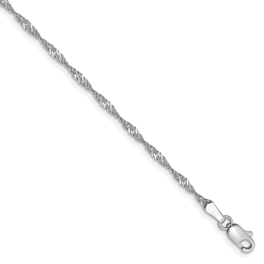 14K White Gold 1.7mm Singapore Style Anklet Chain - Elegant Ankle Bracelet for Women, Perfect for Beach, Vacation and Summer Outfits